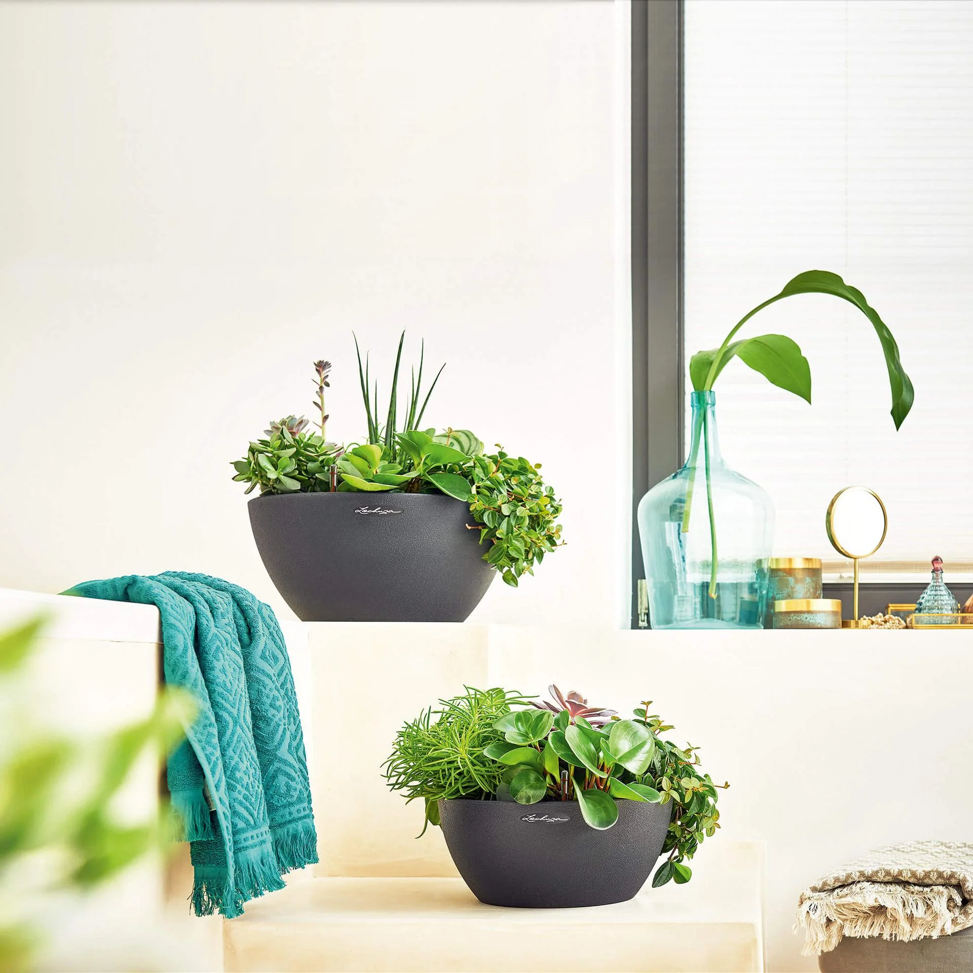Lechuza Self-Watering Pot - CUBETO Stone 30 Bowl - Image 12