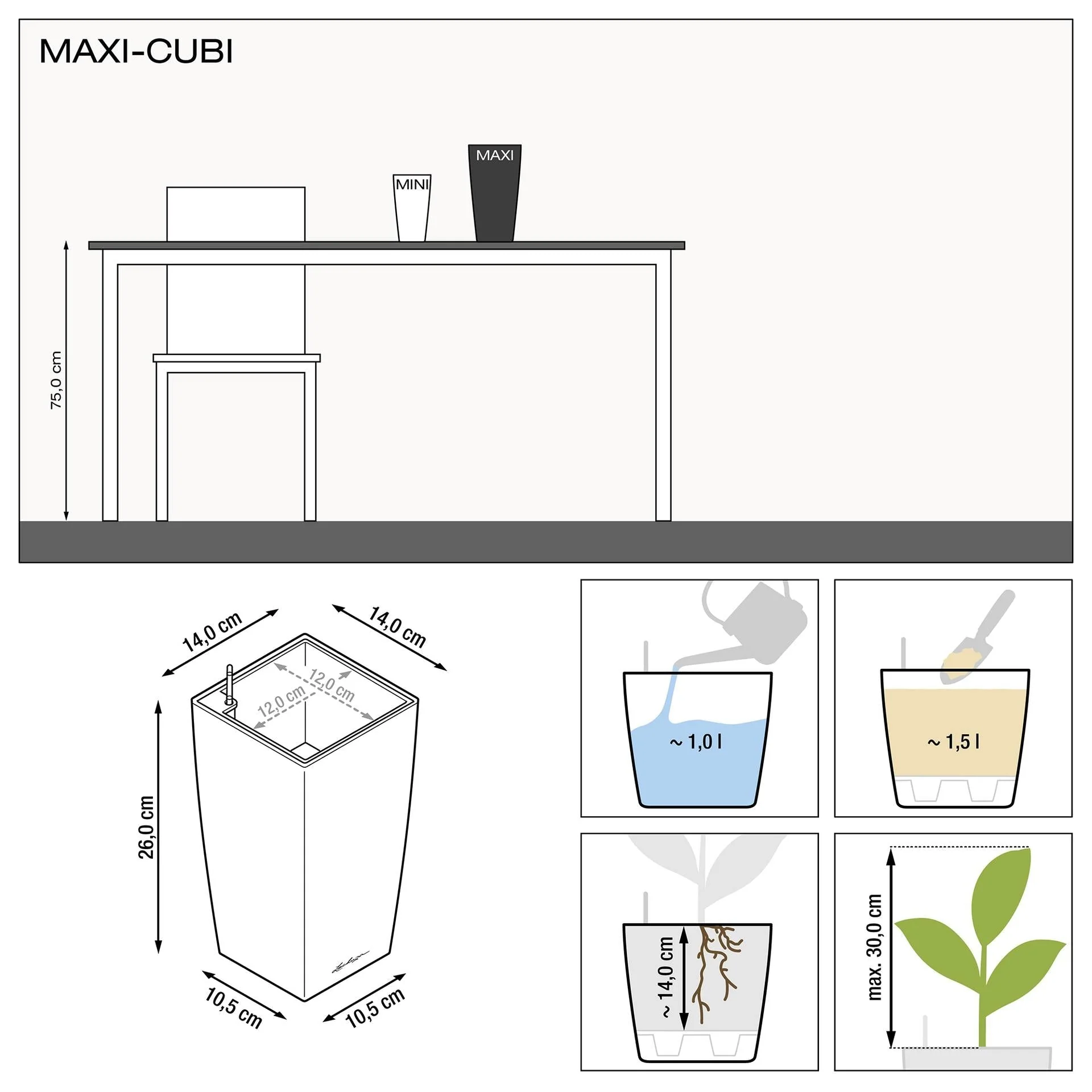 Lechuza Self Watering Pot - MAXI CUBI 14 - Image 7