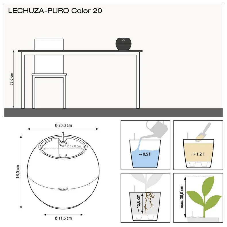 Lechuza Self-Watering Pot - PURO Color 20 - Image 7