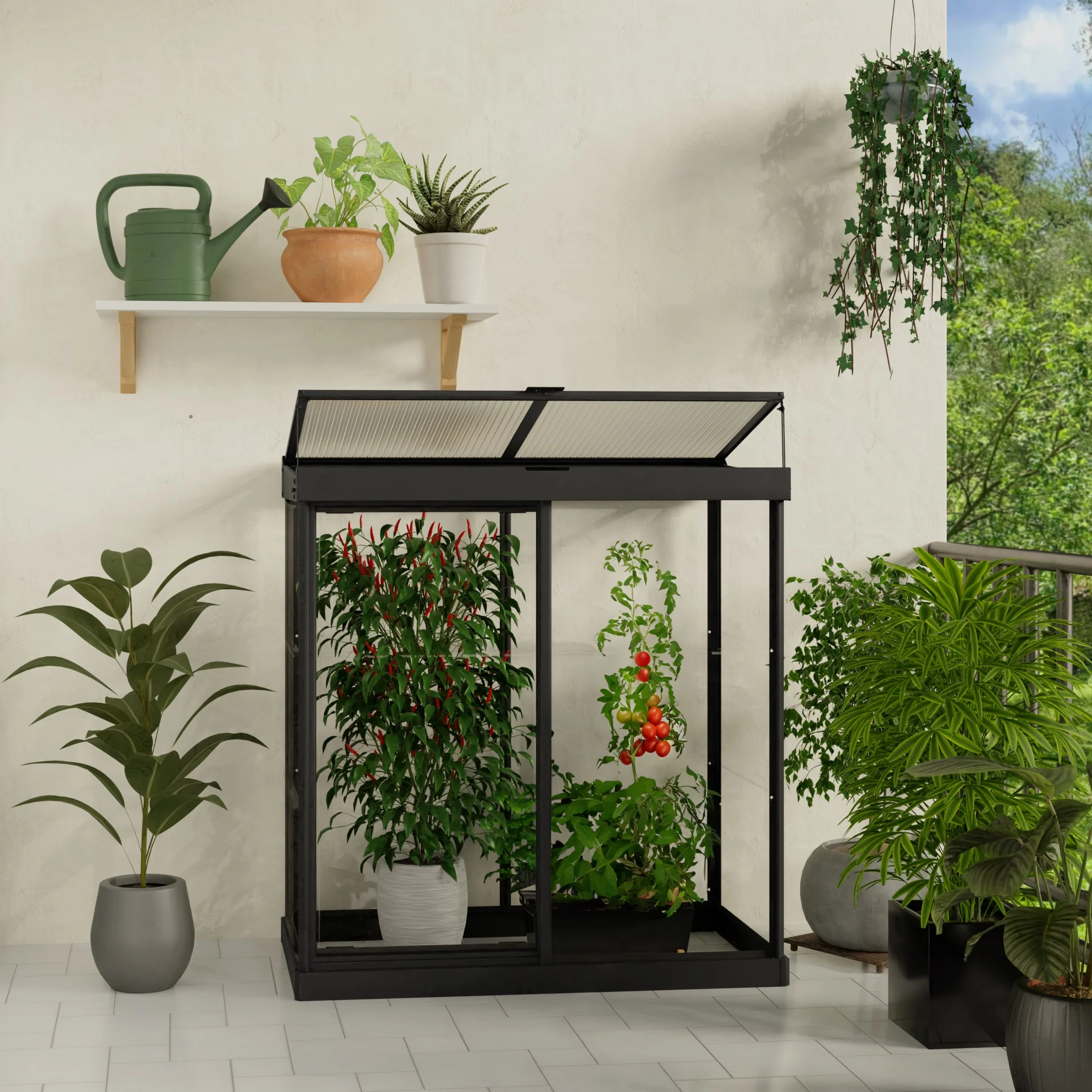 Maze Ivy Premium Polycarbonate Mini Greenhouse 4′ X 2′ – Black Frame - Image 4