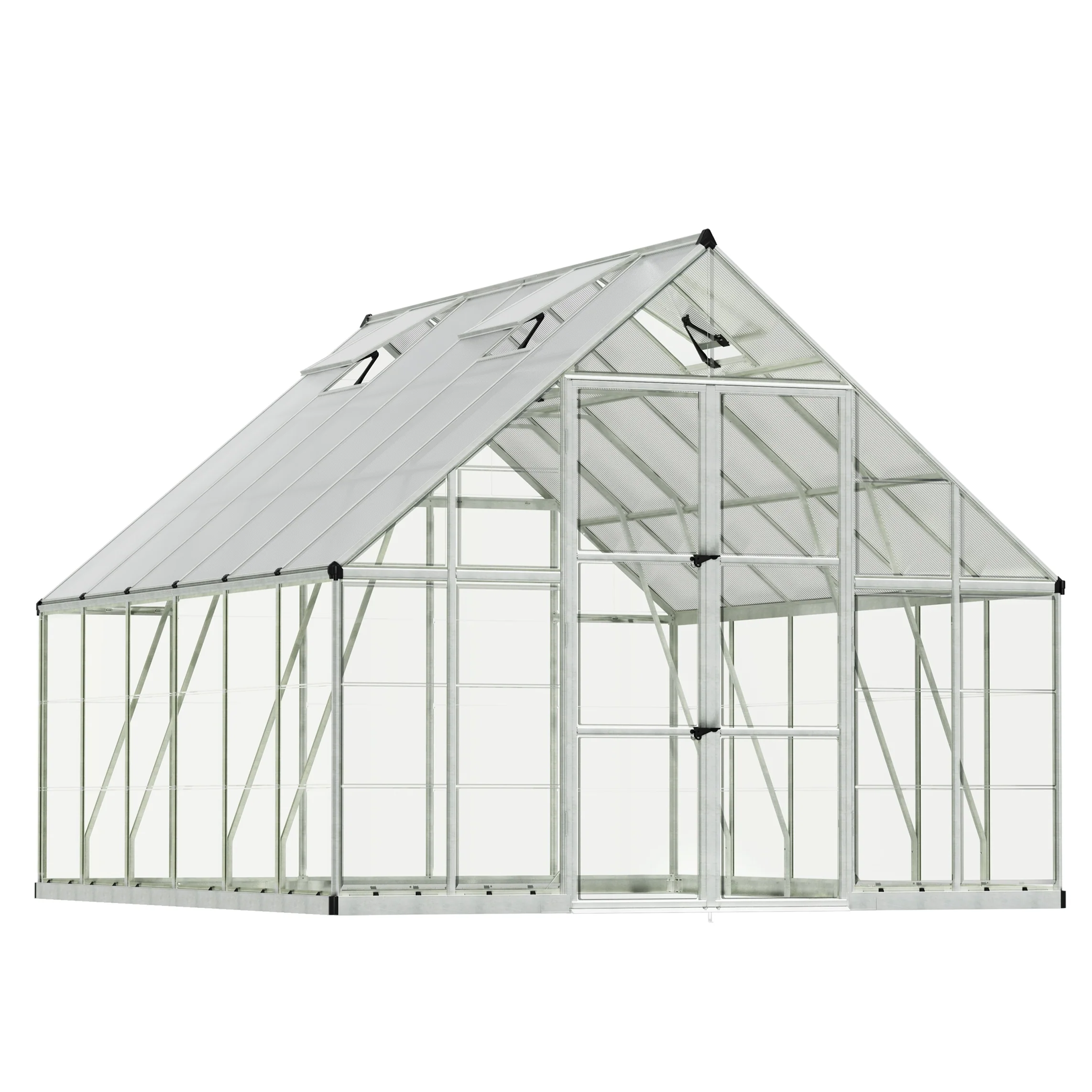 Maze Balance Premium Polycarbonate Greenhouse 10' x 12' - Silver Frame