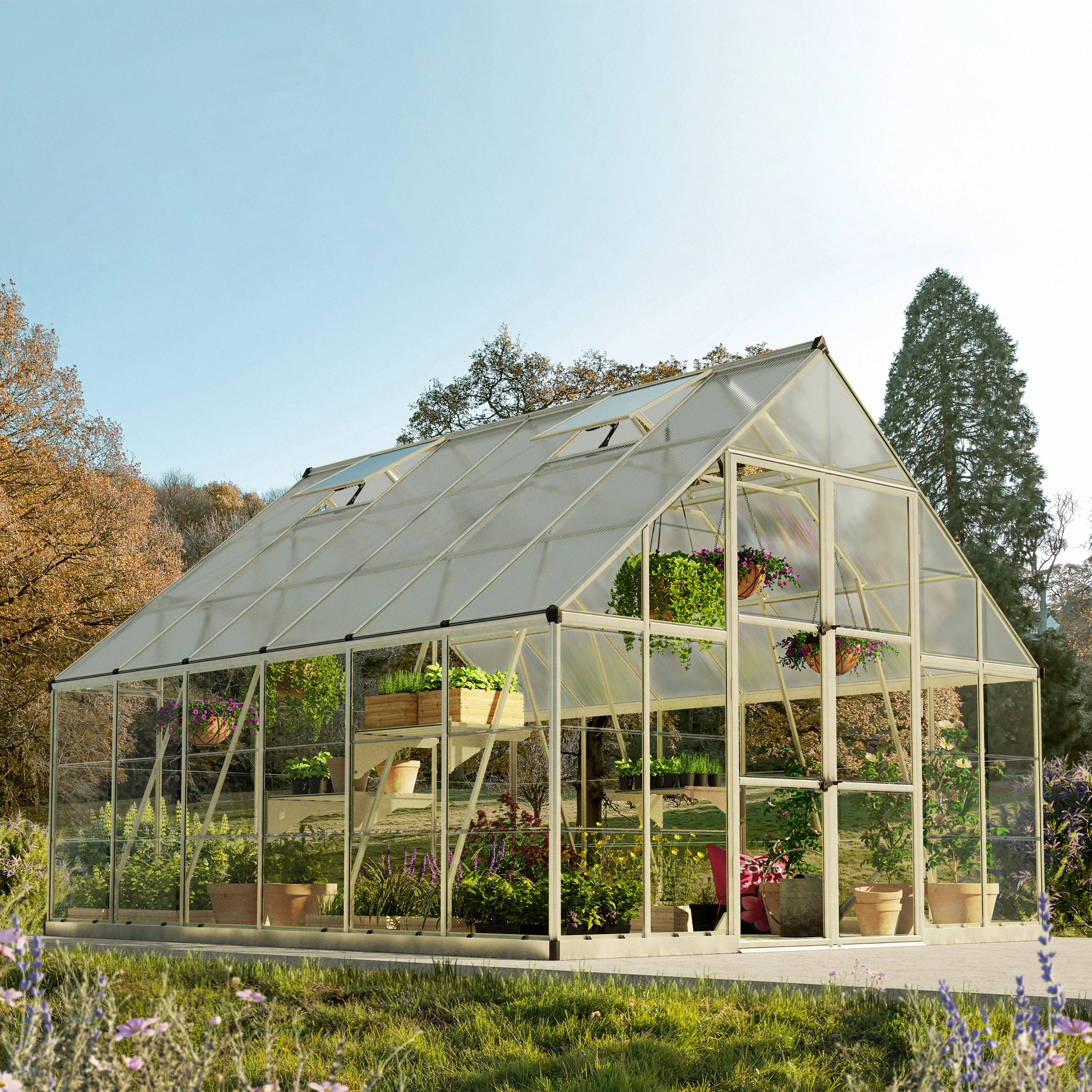Maze Balance Premium Polycarbonate Greenhouse 10' x 12' - Silver Frame - Image 2