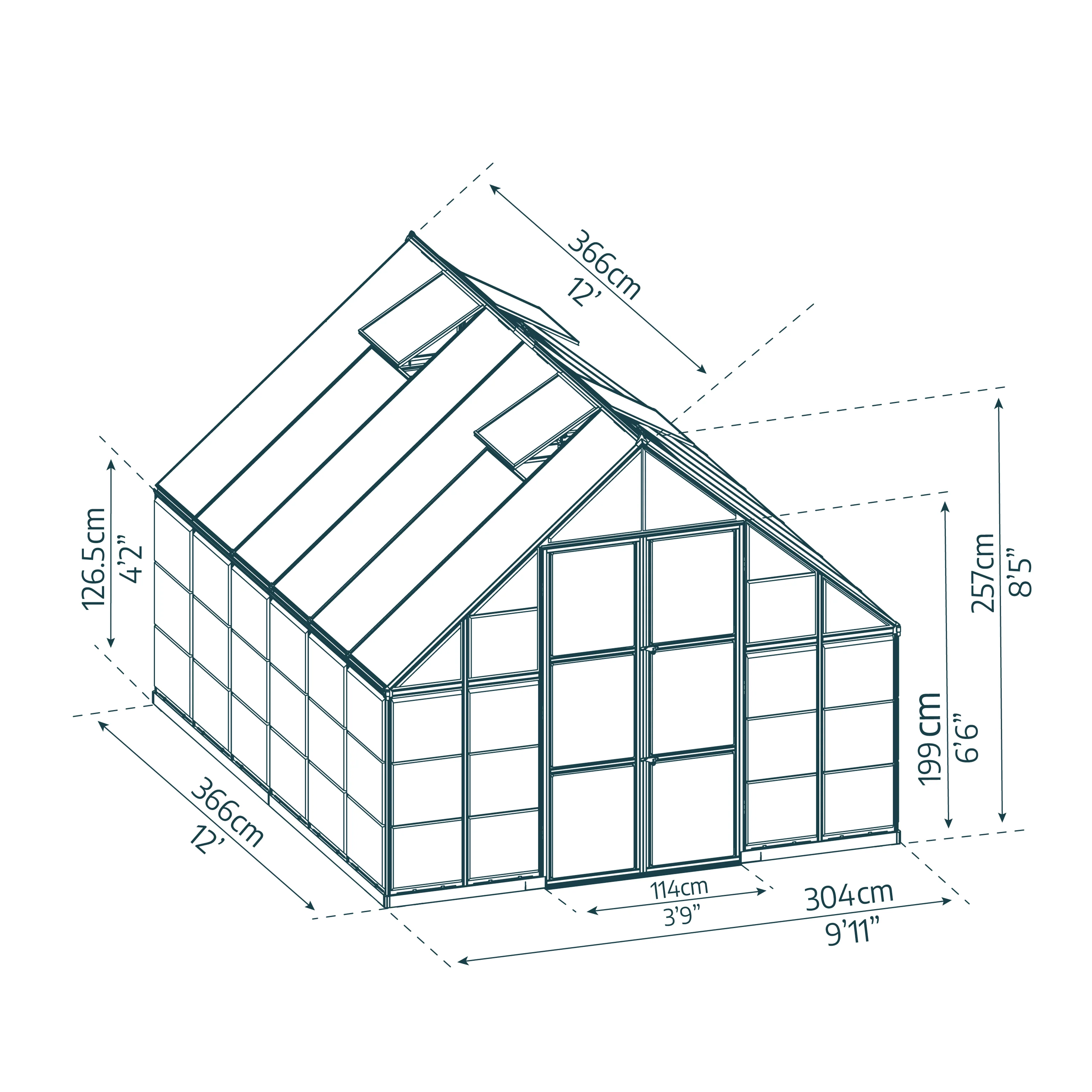 Maze Balance Premium Polycarbonate Greenhouse 10' x 12' - Silver Frame - Image 7