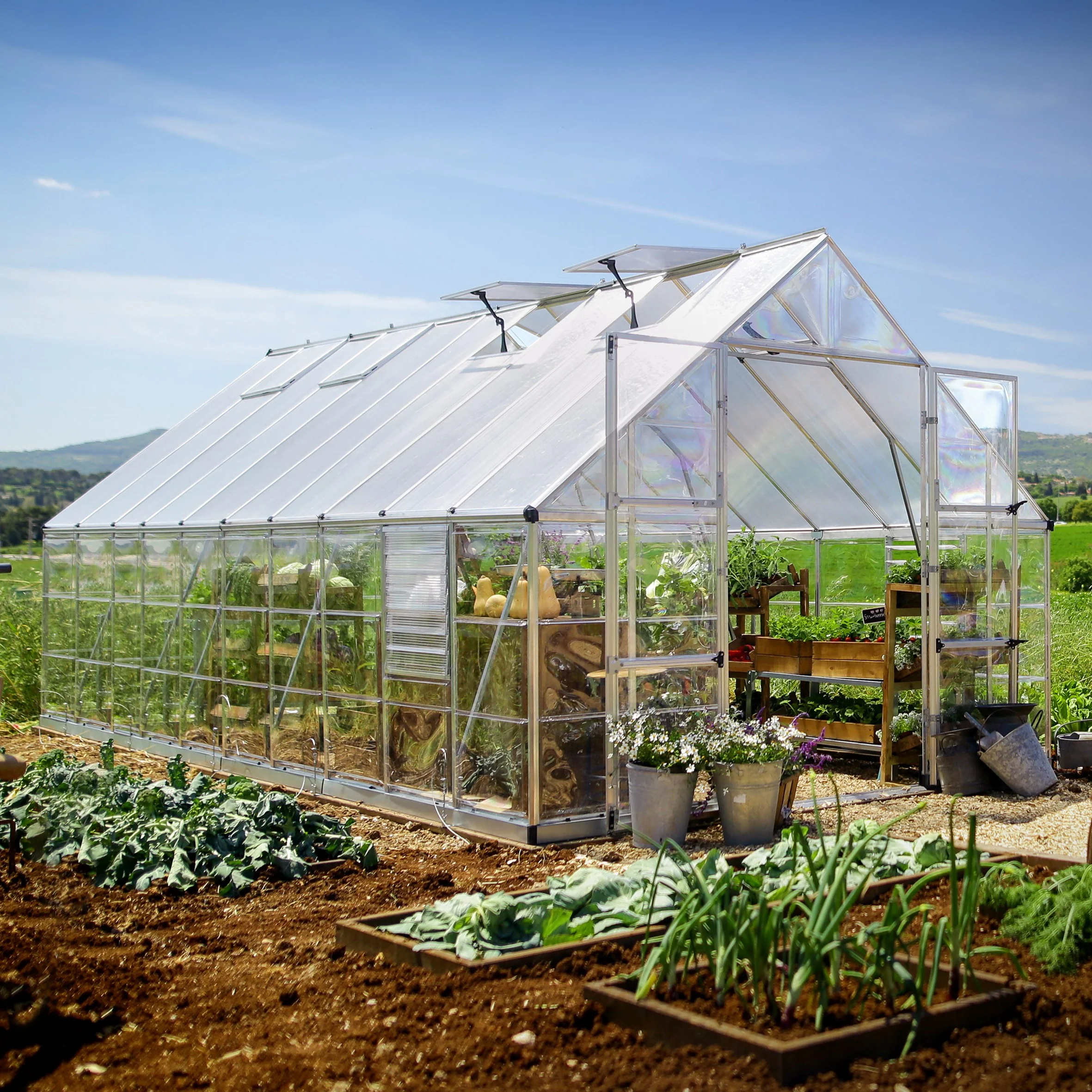 Maze Balance Premium Polycarbonate Greenhouse 10' x 20' - Silver Frame - Image 2