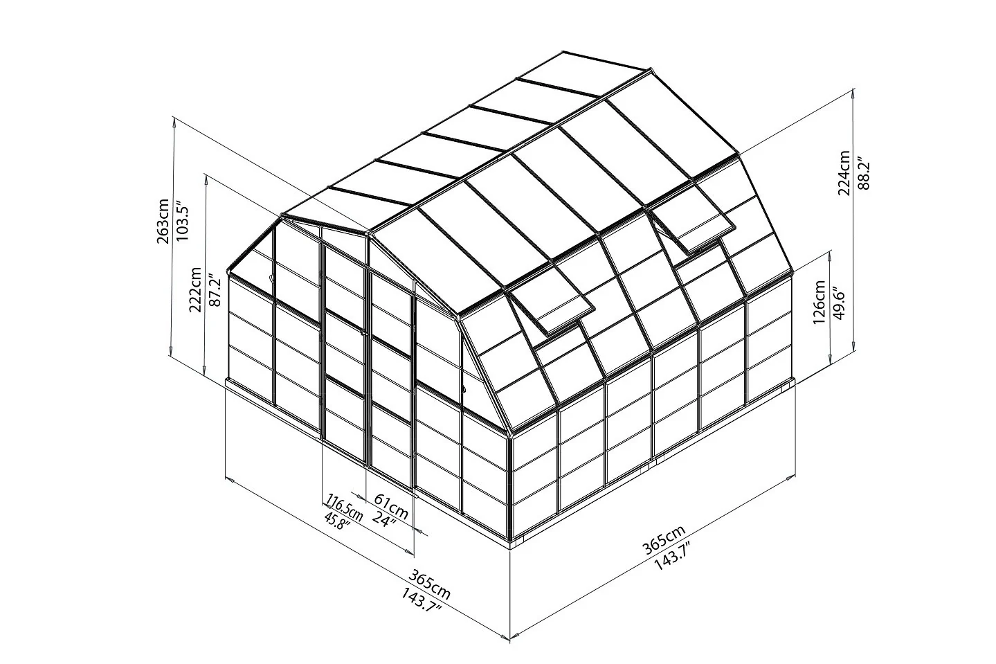 Maze Americana Premium Polycarbonate Greenhouse 12' x 12' - Image 9