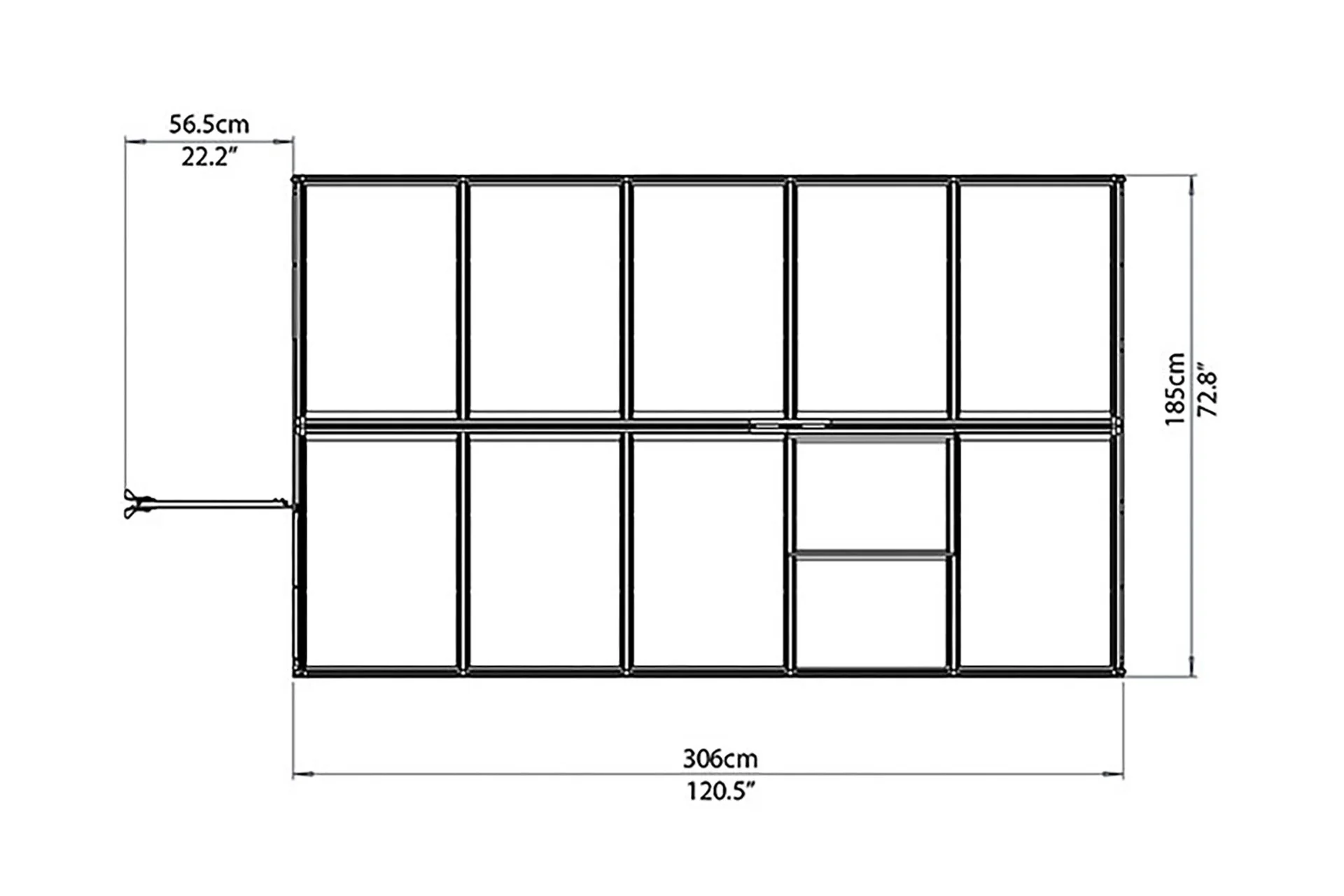 Maze Hybrid Premium Polycarbonate Greenhouse 6' x 10' - Grey Powdercoat - Image 4