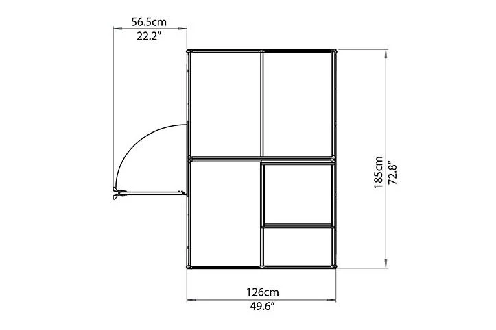 Maze Hybrid Premium Polycarbonate Greenhouse 6' x 4' - Grey Powdercoat - Image 4