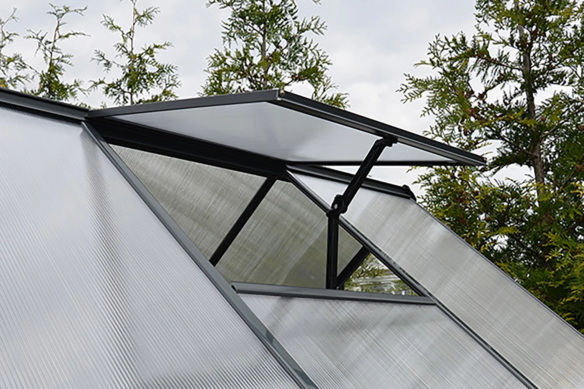 Maze Hybrid Premium Polycarbonate Greenhouse 6' x 4' - Grey Powdercoat - Image 5