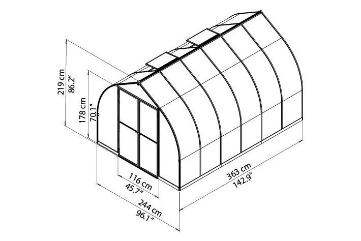 Maze Bella Premium Polycarbonate Greenhouse 8' x 12' - Image 11