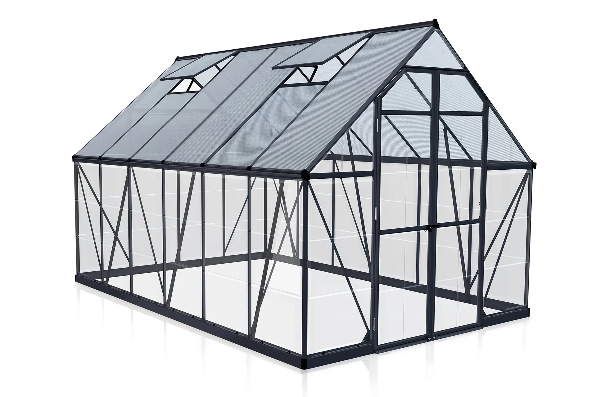 Maze Balance Premium Polycarbonate Greenhouse 8' x 12' - Grey Frame