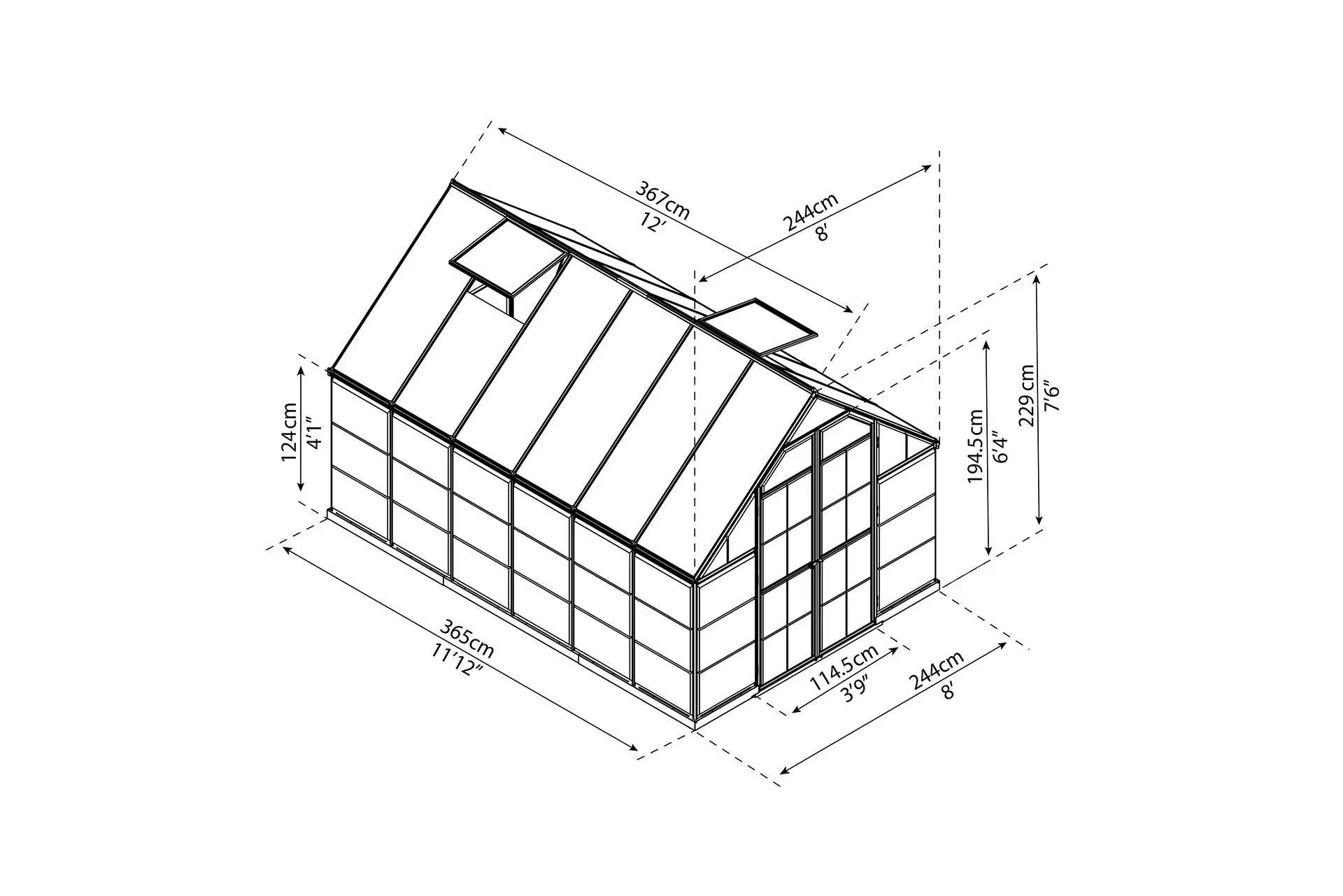 Maze Balance Premium Polycarbonate Greenhouse 8' x 12' - Grey Frame - Image 9