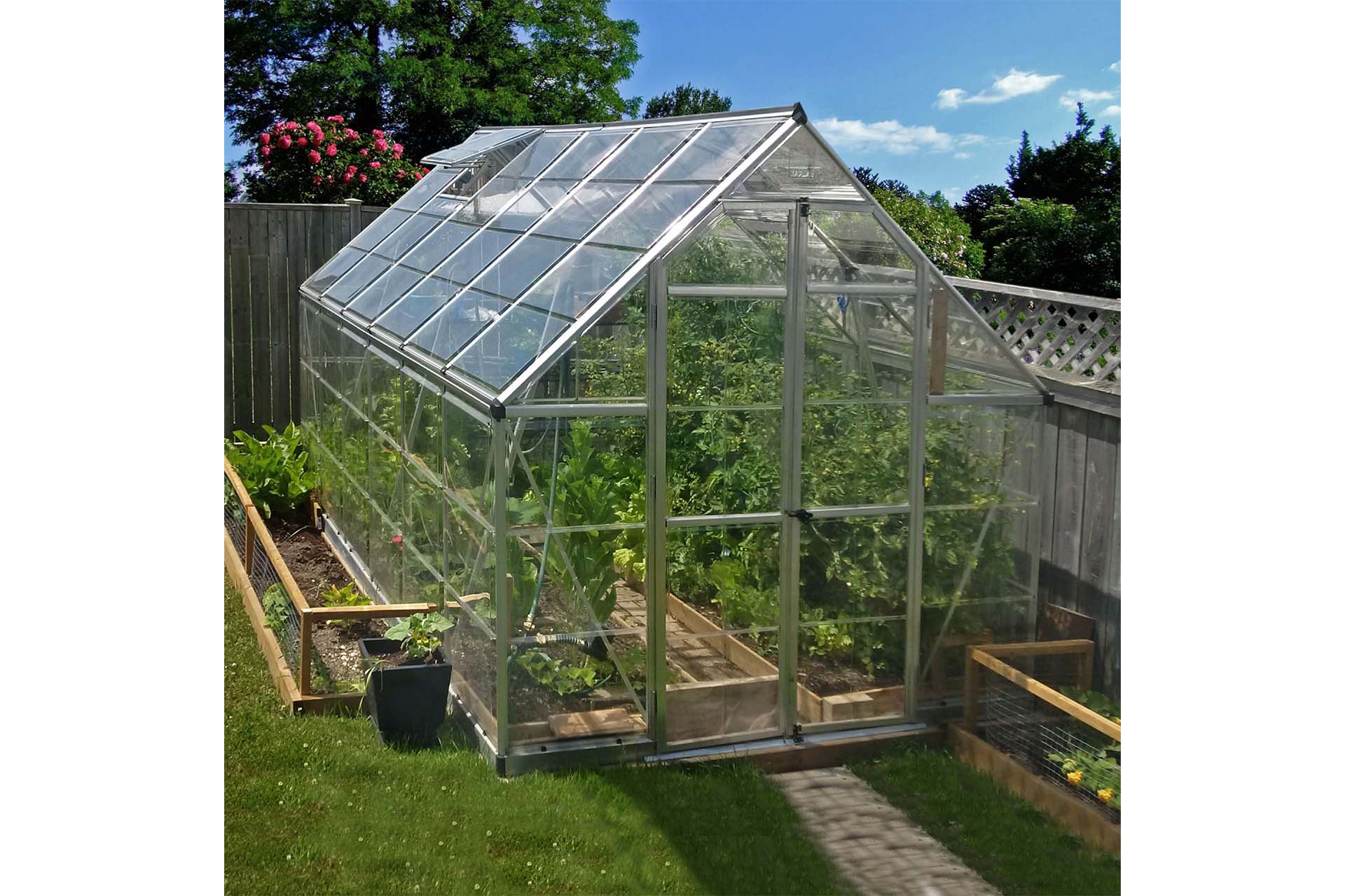 Maze Octave Premium Polycarbonate Greenhouse 8' x 12' - Silver Frame - Clear Roof - Image 3