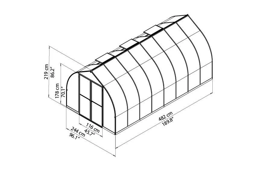 Maze Bella Premium Polycarbonate Greenhouse 8' x 16' - Image 8