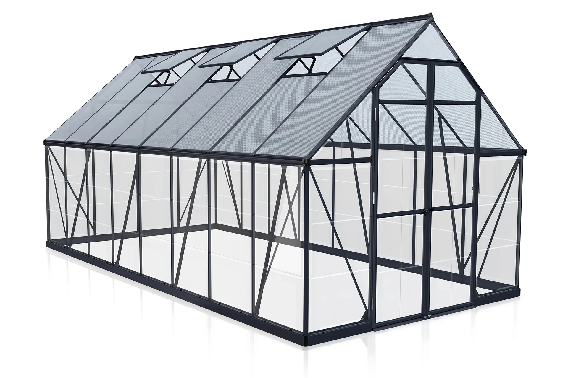 Maze Balance Premium Polycarbonate Greenhouse 8' x 16' - Grey Frame