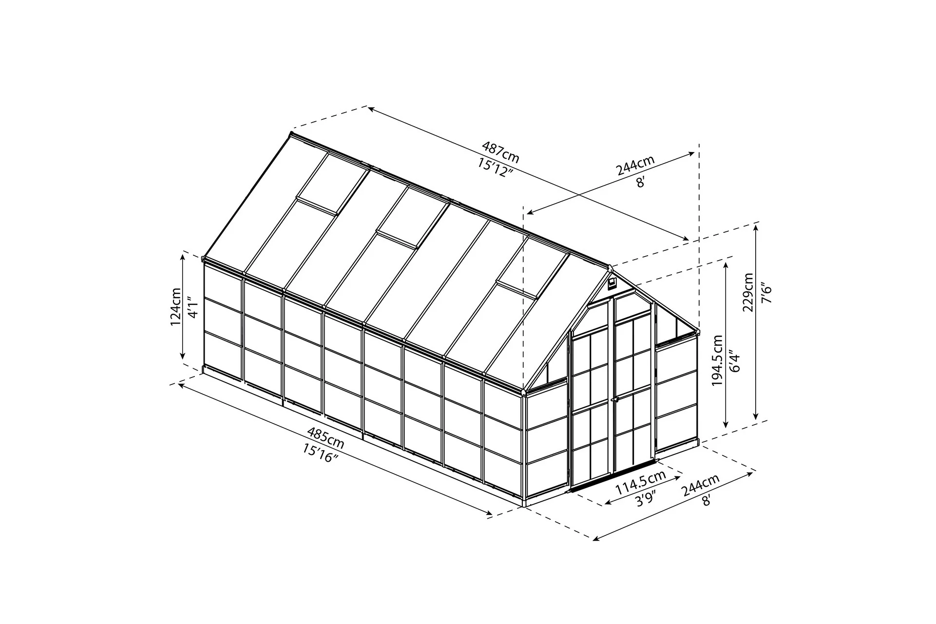 Maze Balance Premium Polycarbonate Greenhouse 8' x 16' - Grey Frame - Image 9