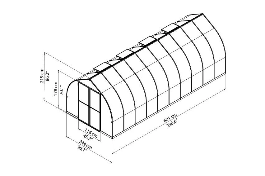 Maze Bella Premium Polycarbonate Greenhouse 8' x 20' - Image 8