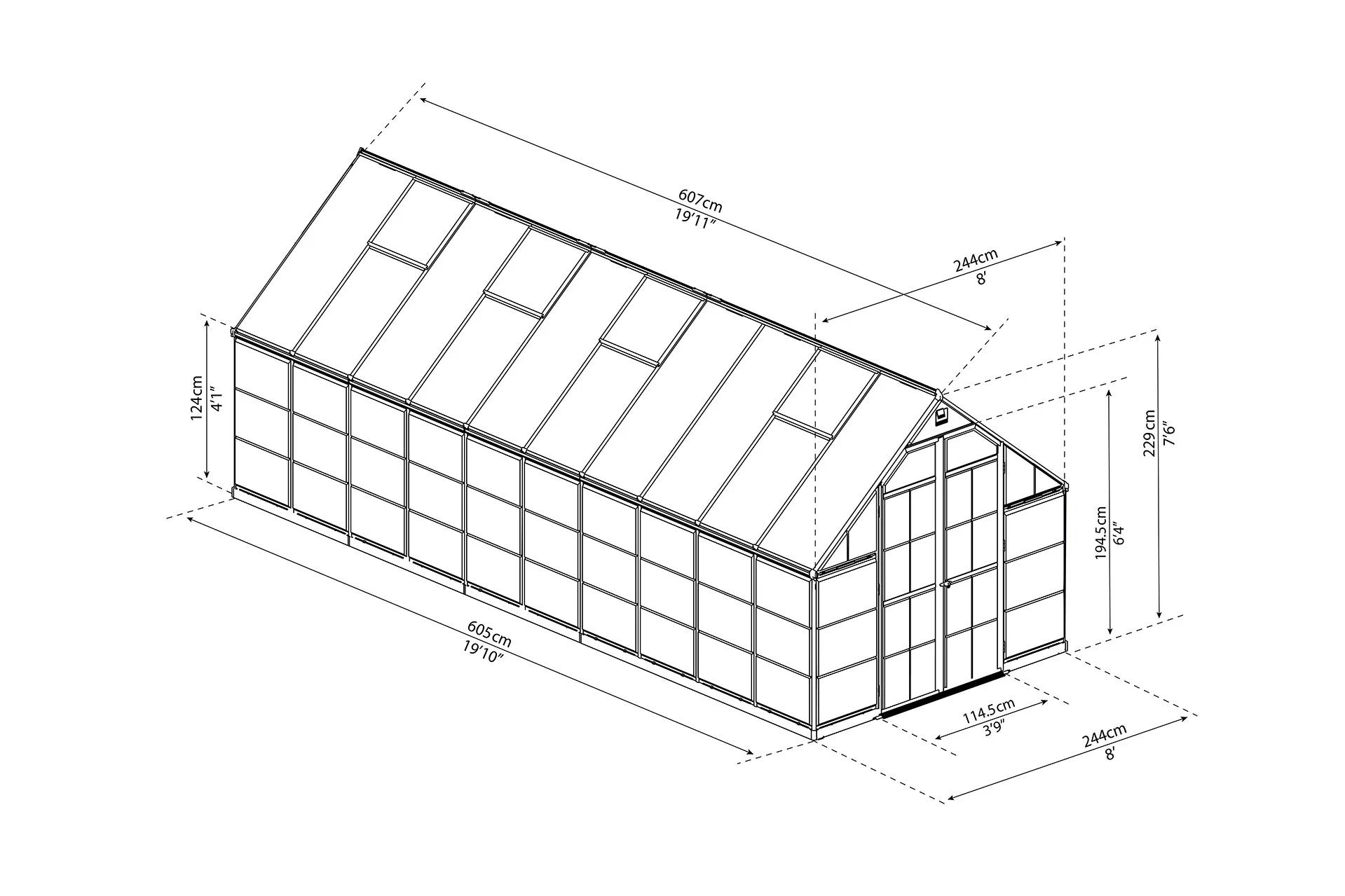 Maze Balance Premium Polycarbonate Greenhouse 8' x 20' - Grey Frame - Image 9