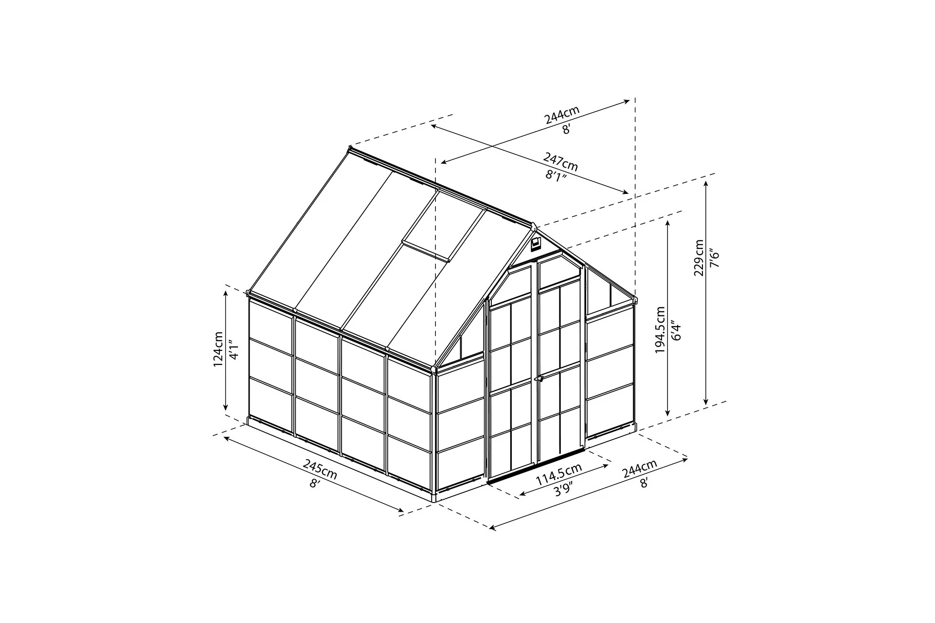 Maze Balance Premium Polycarbonate Greenhouse 8' x 8' - Grey Frame - Image 9