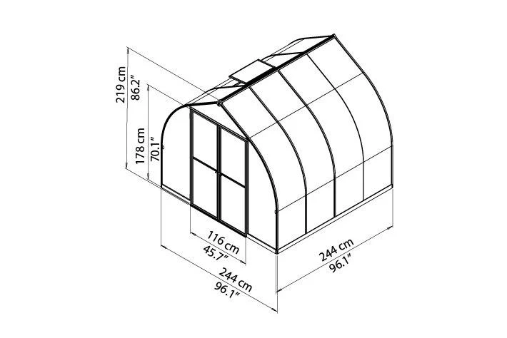 Maze Bella Premium Polycarbonate Greenhouse 8' x 8' - Image 8