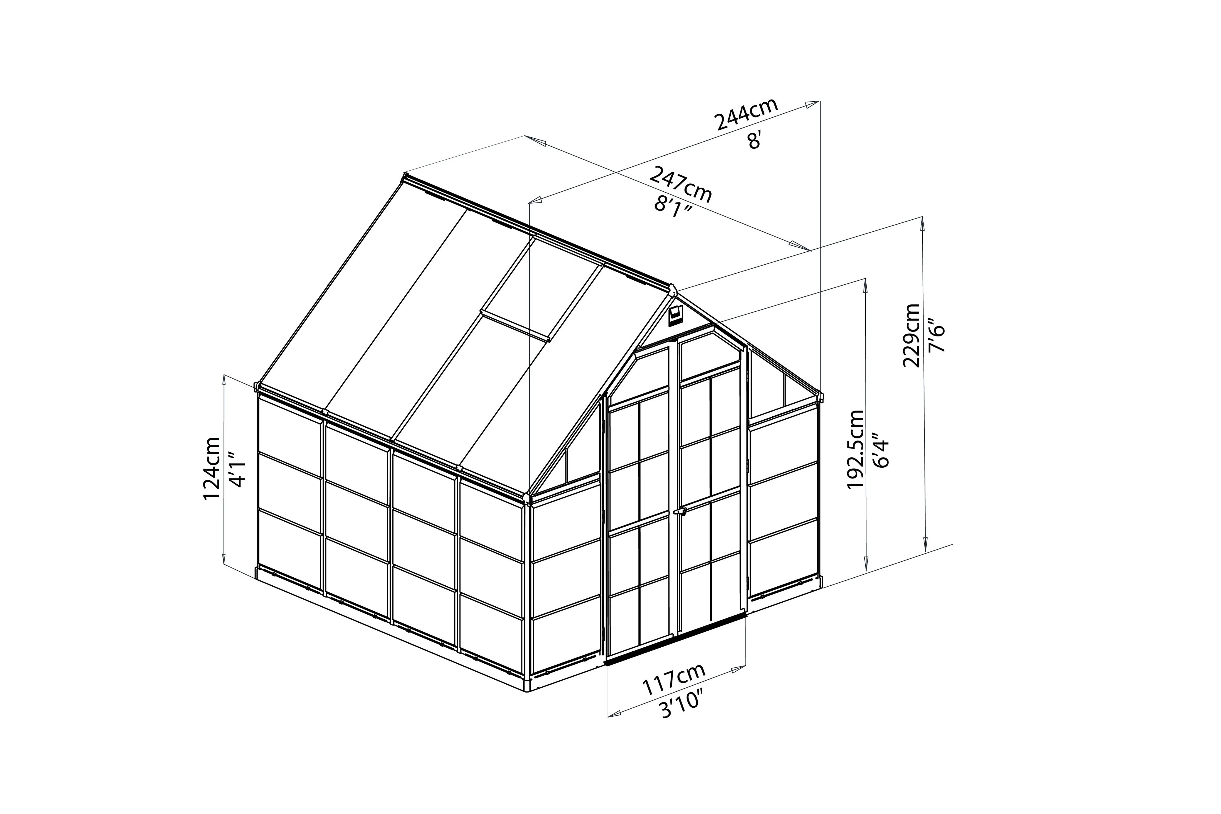 Maze Balance Premium Polycarbonate Greenhouse 8' x 8' - Silver Frame - Image 3