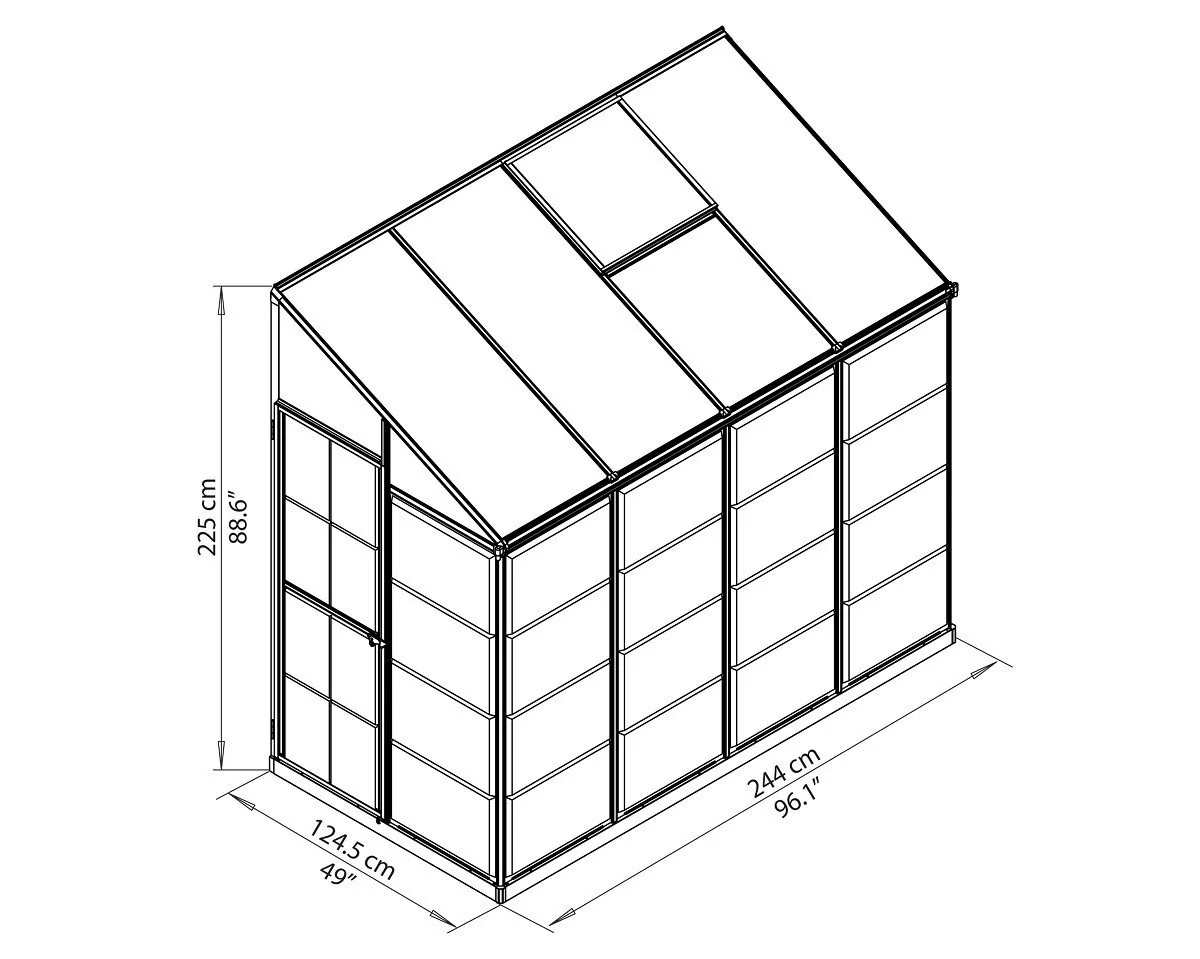 Maze Lean-To Premium Polycarbonate Greenhouse 8' x 4' - Image 9