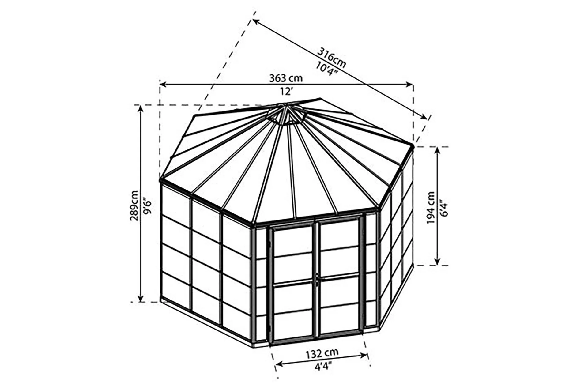 Maze Oasis Hex Premium Polycarbonate Greenhouse 12' - Image 10