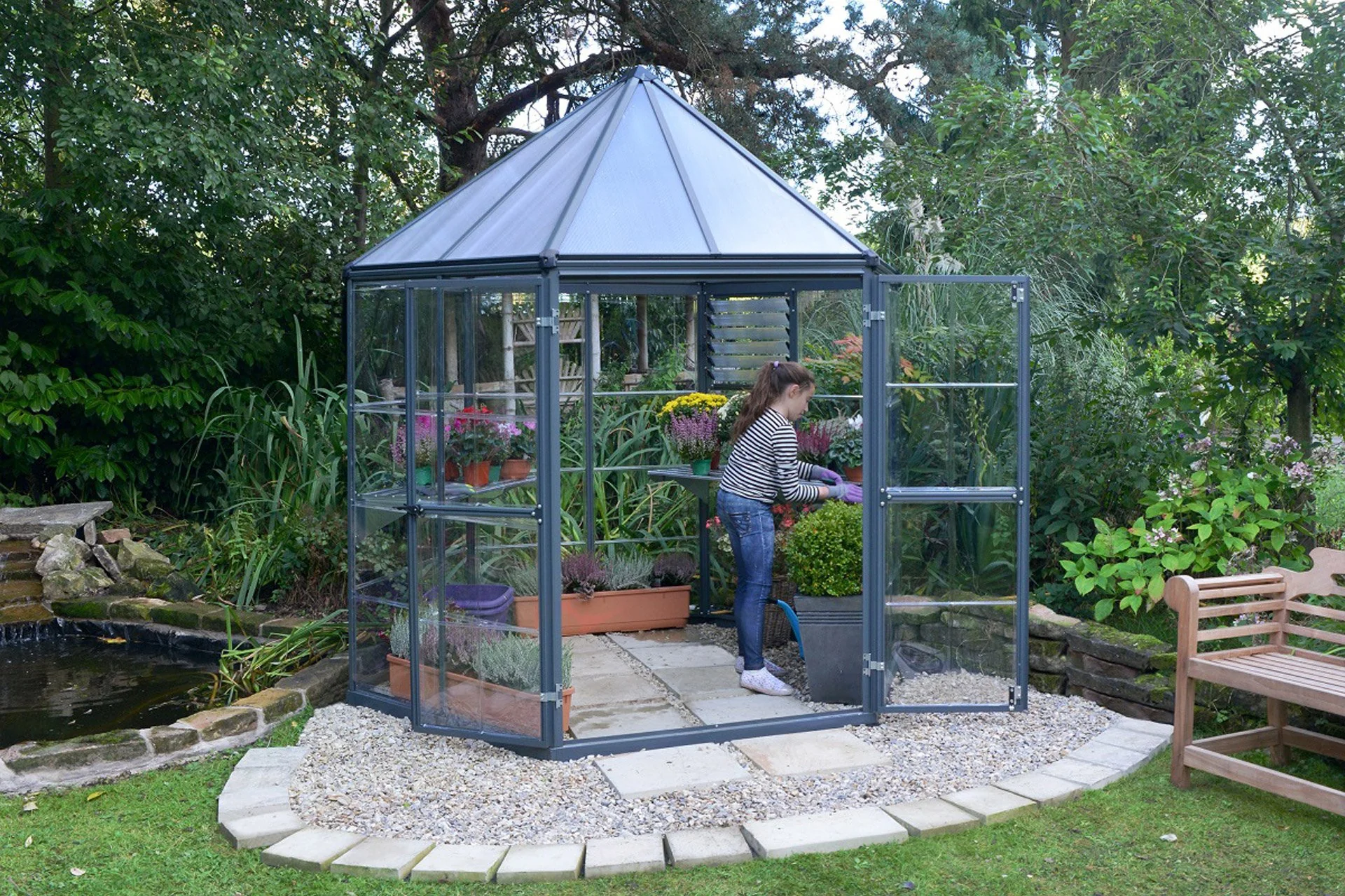 Maze Oasis Hex Premium Polycarbonate Greenhouse 8' - Image 3
