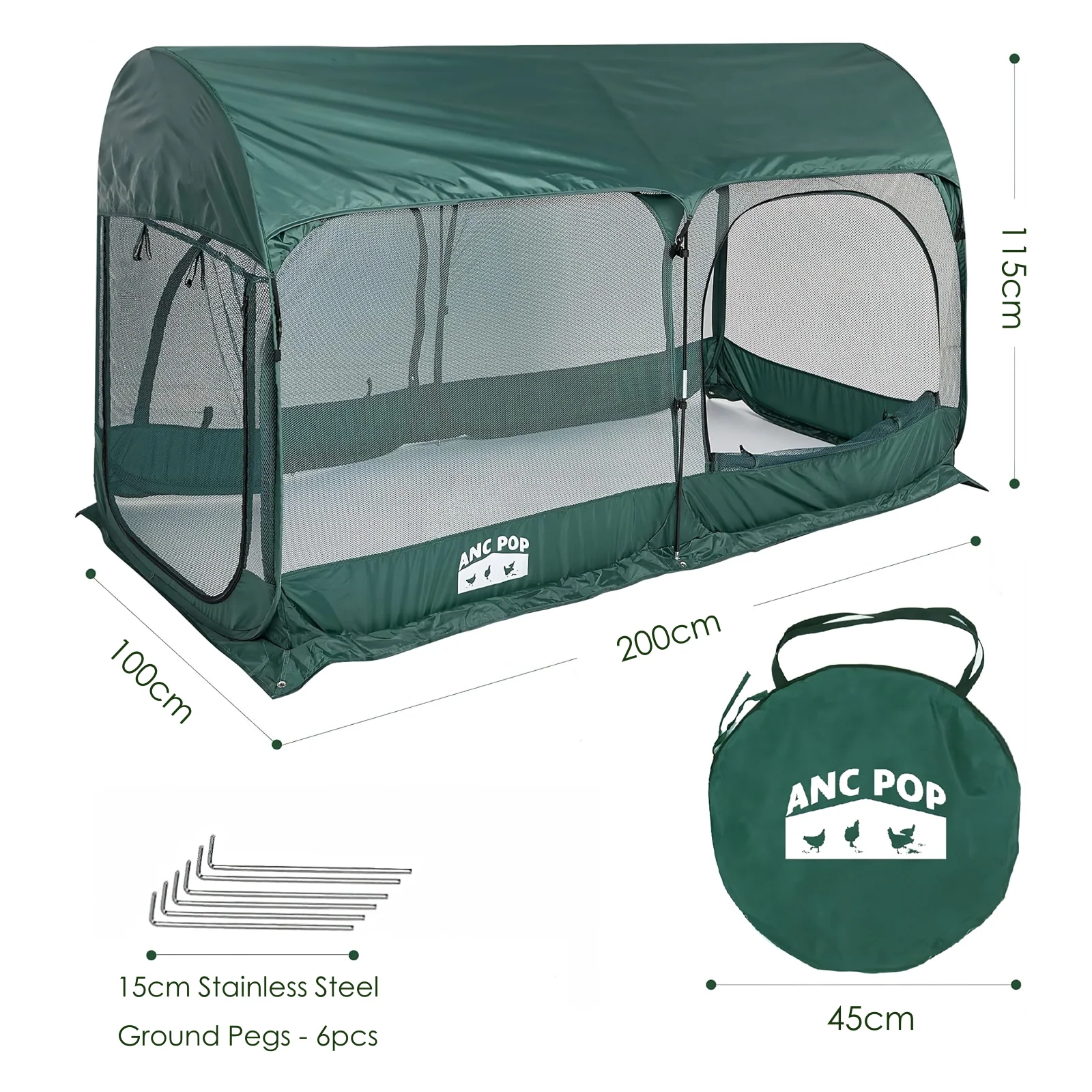 Maze Pop Up Portable Chicken Run Coop - Green - Image 10