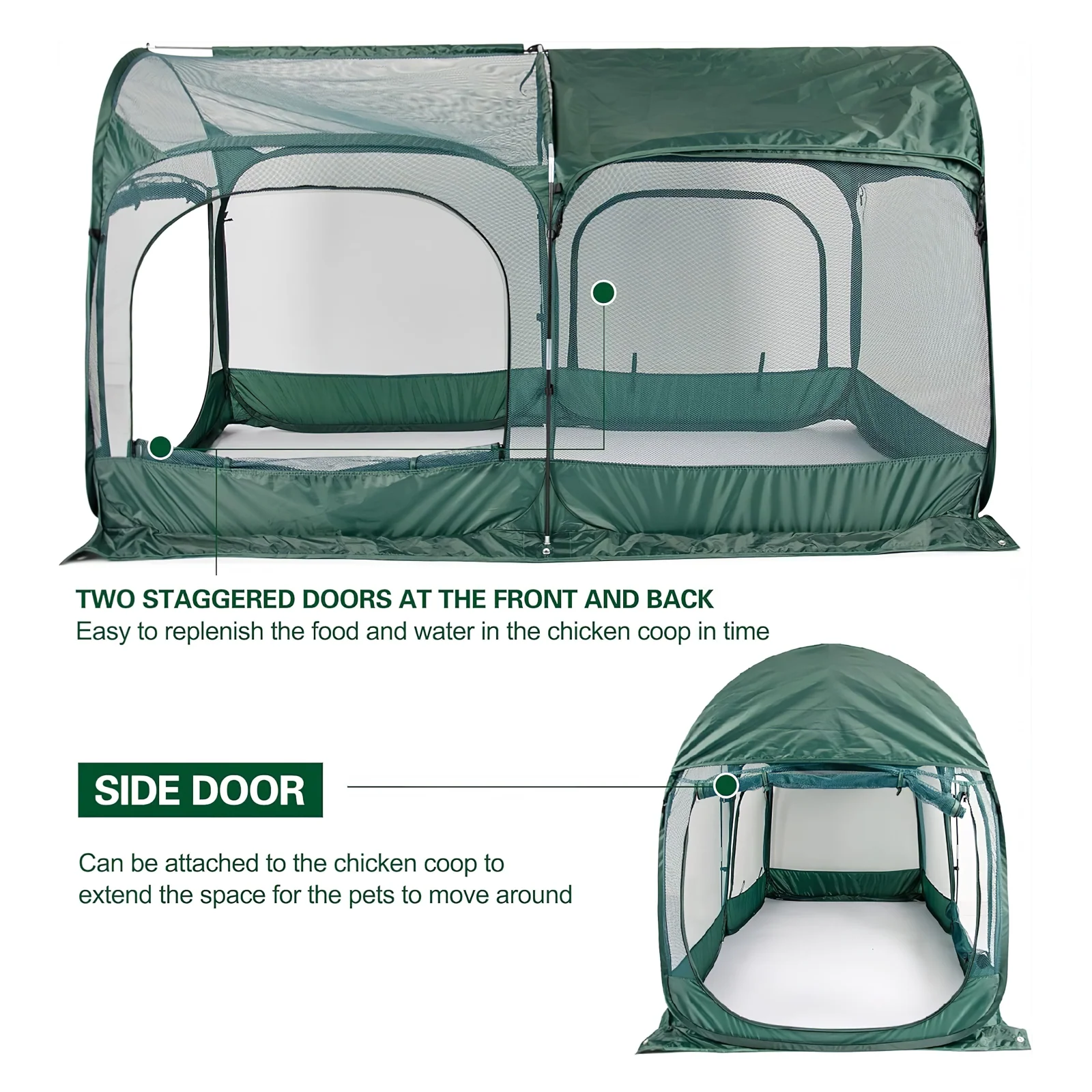 Maze Pop Up Portable Chicken Run Coop - Green - Image 3