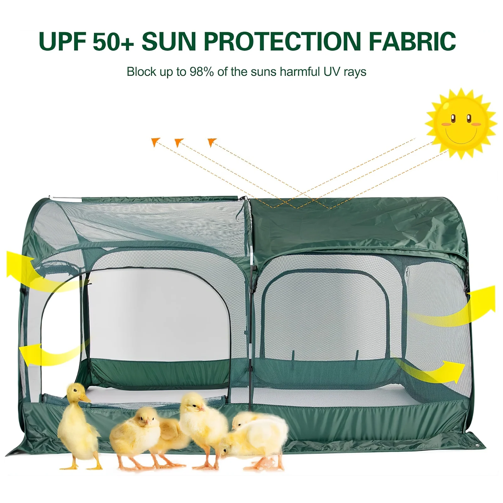 Maze Pop Up Portable Chicken Run Coop - Green - Image 4