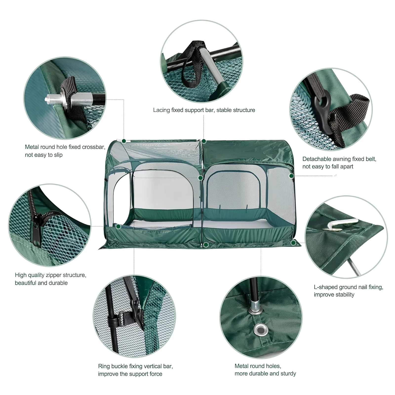 Maze Pop Up Portable Chicken Run Coop - Green - Image 5