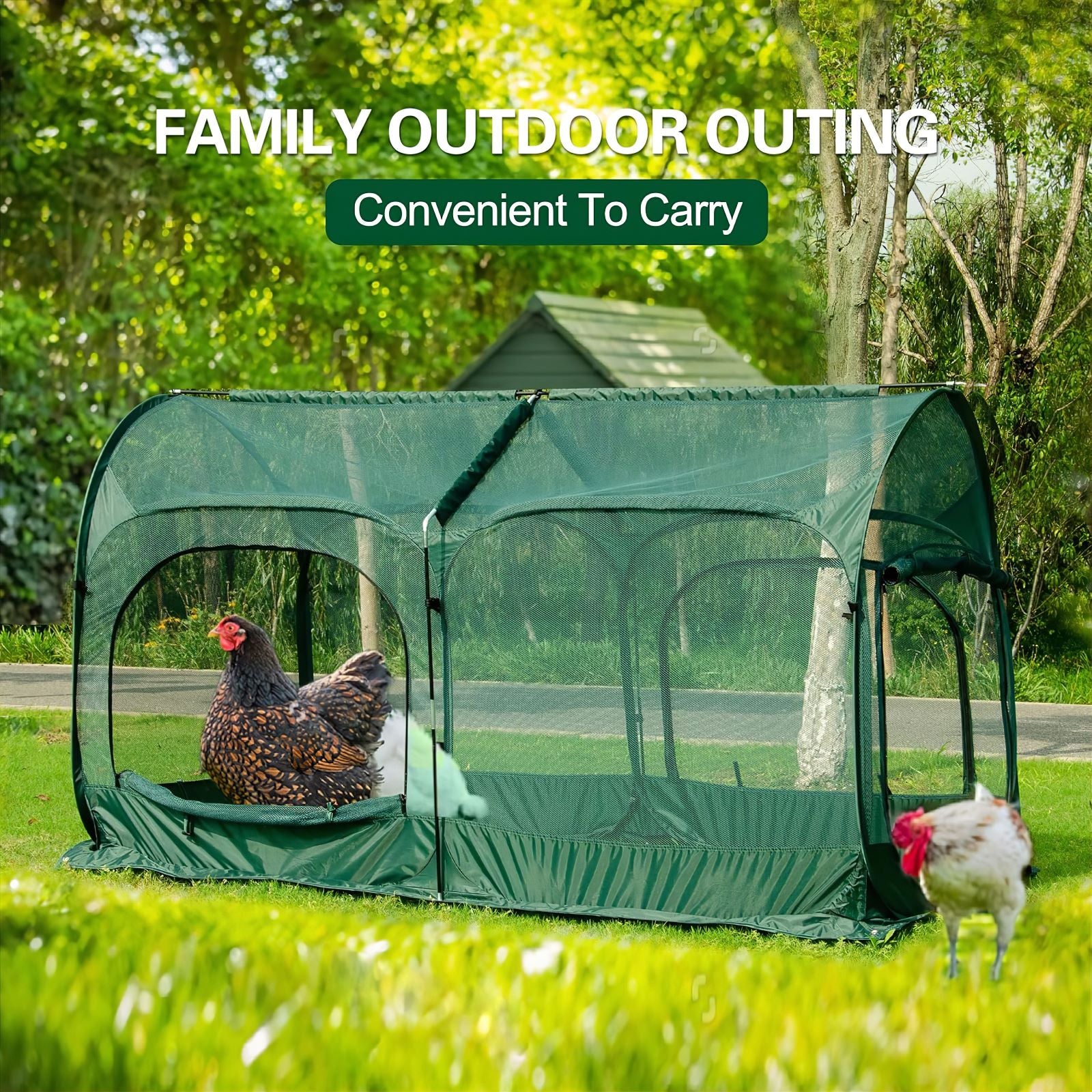 Maze Pop Up Portable Chicken Run Coop - Green - Image 6