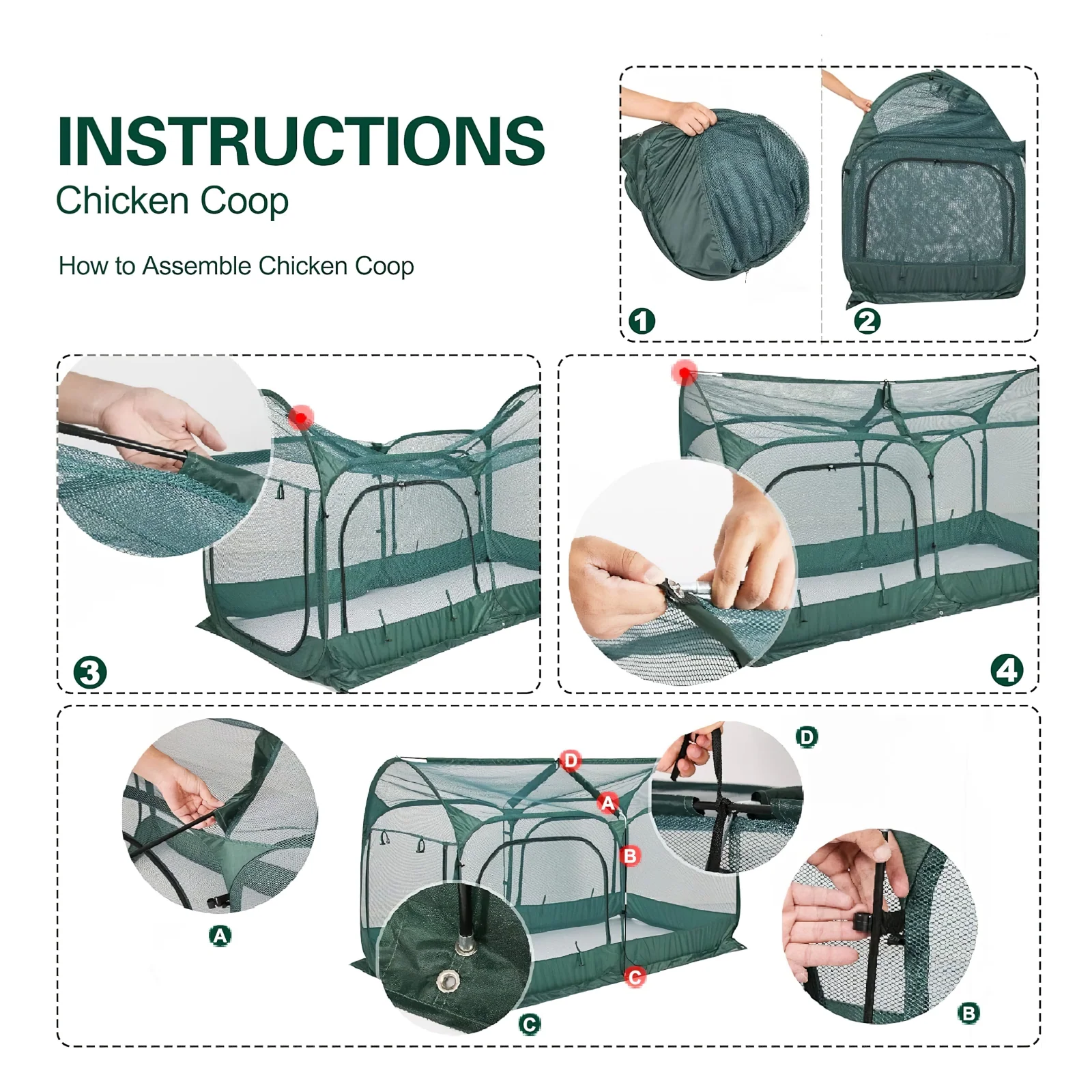 Maze Pop Up Portable Chicken Run Coop - Green - Image 9