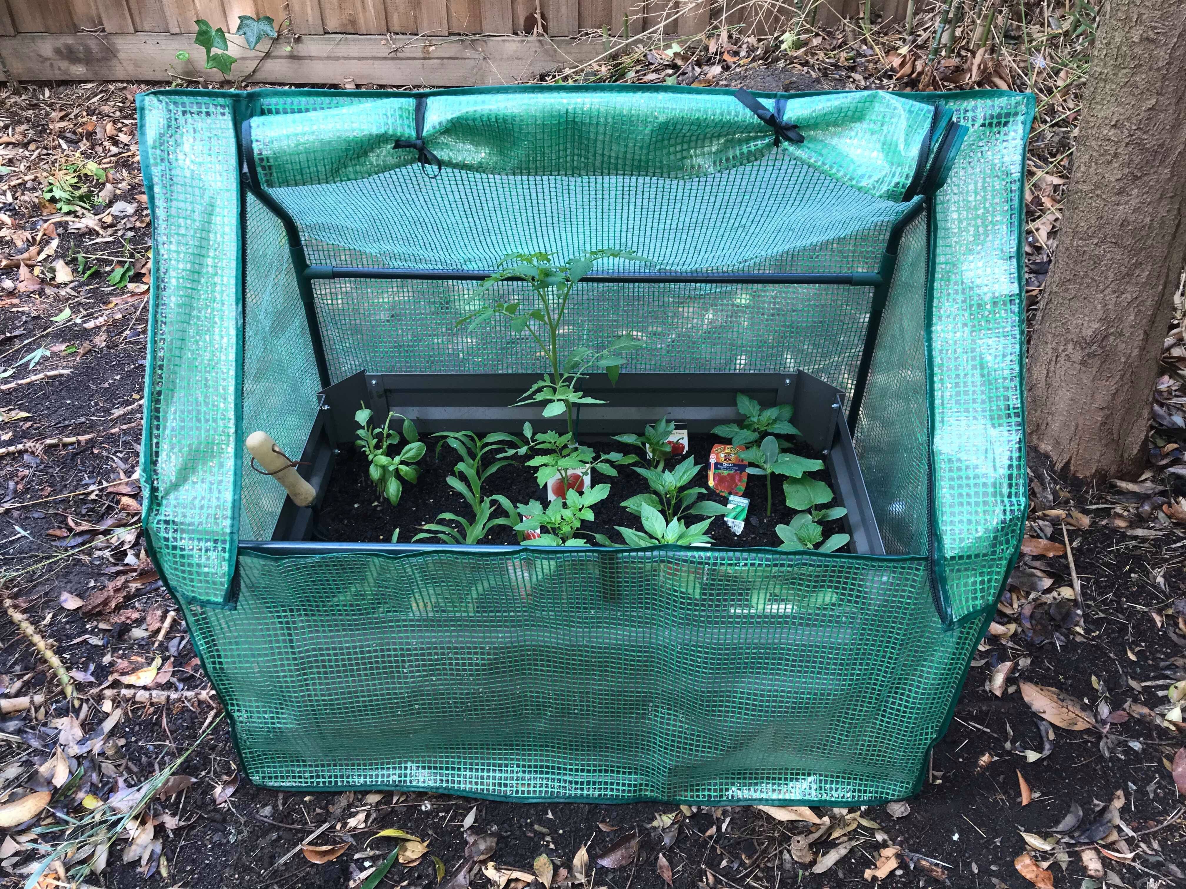 Greenlife Patio Garden Bed with Base Slate Grey + Drop Over Greenhouse 880 x 580 x 820 - Image 6
