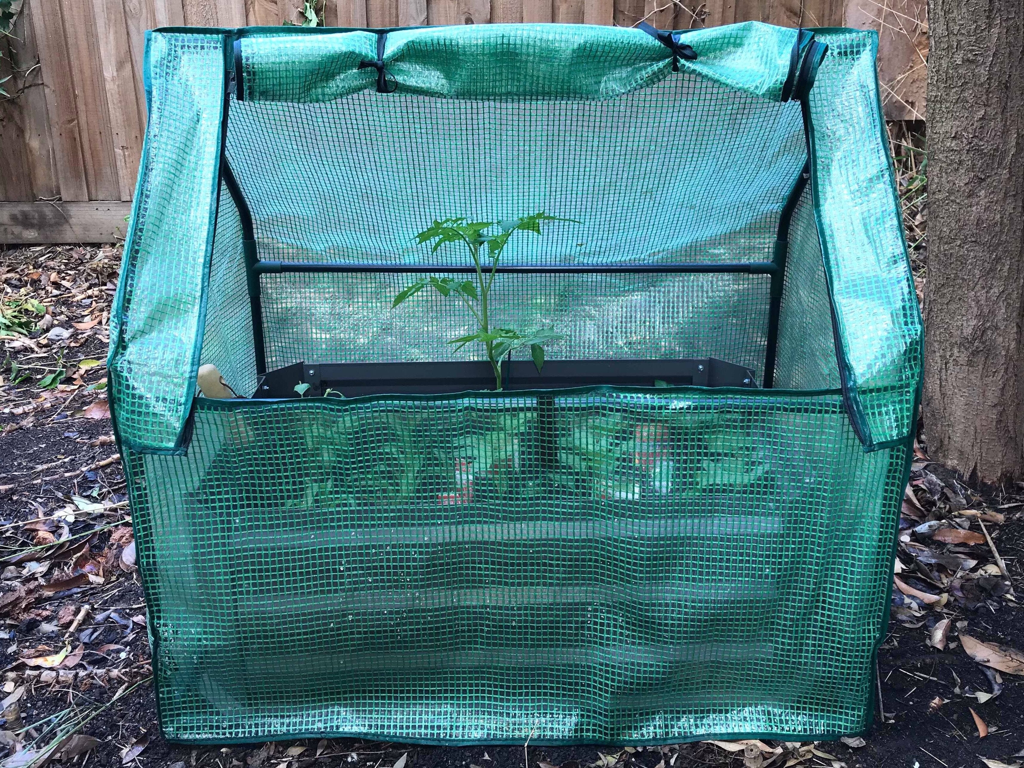 Greenlife Patio Garden Bed with Base Slate Grey + Drop Over Greenhouse 880 x 580 x 820 - Image 9