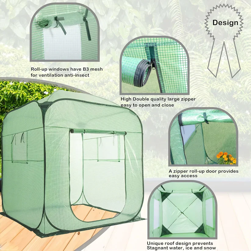 Maze Pop-up Tall Greenhouse Extra Large - 1830W x 1830D x 2150H mm - Image 6