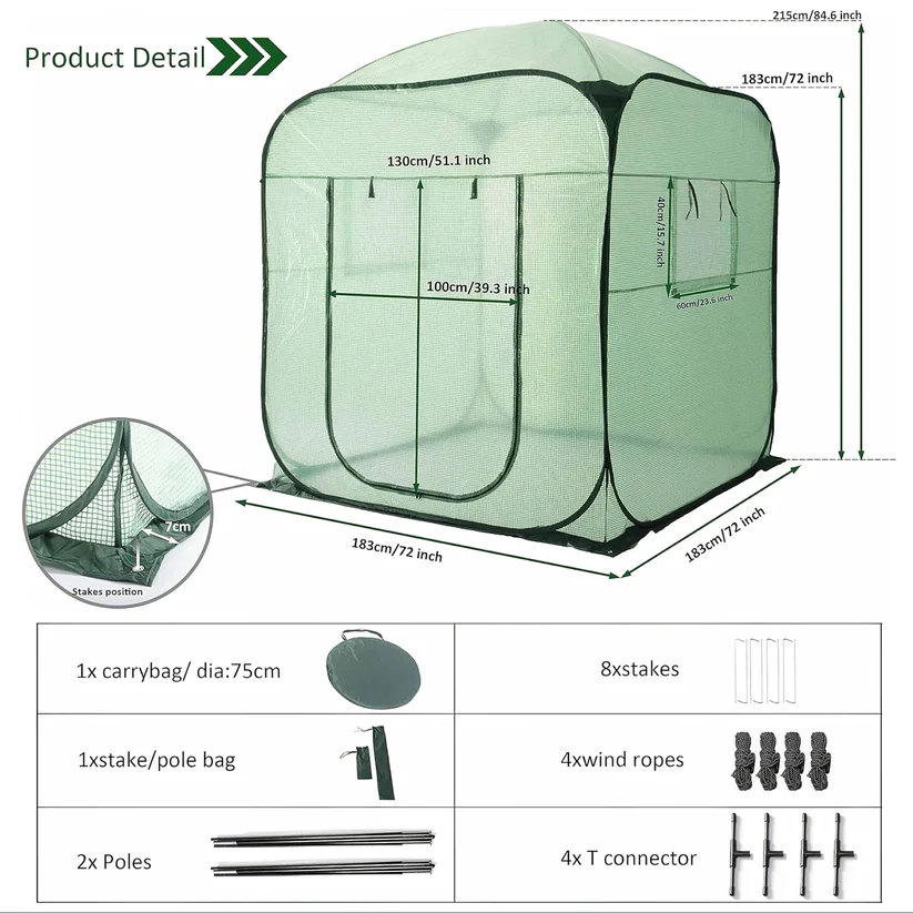 Maze Pop-up Tall Greenhouse Extra Large - 1830W x 1830D x 2150H mm - Image 7