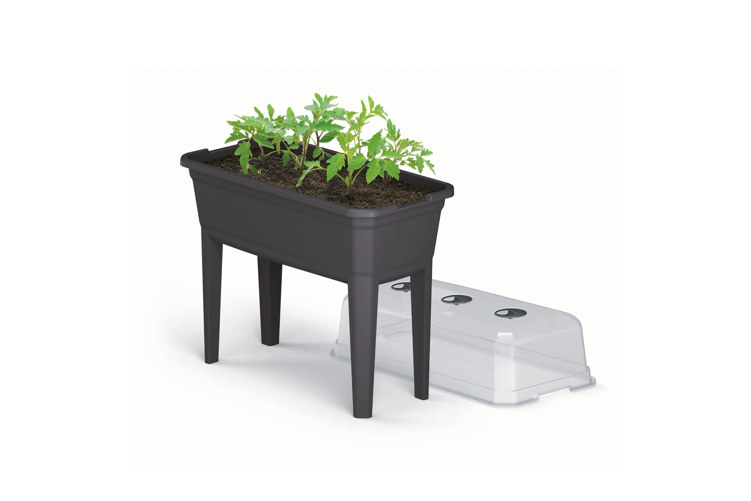 RESPANA Plastic Raised Garden Planter & Cloche Cover with Vents - Anthracite - Image 4