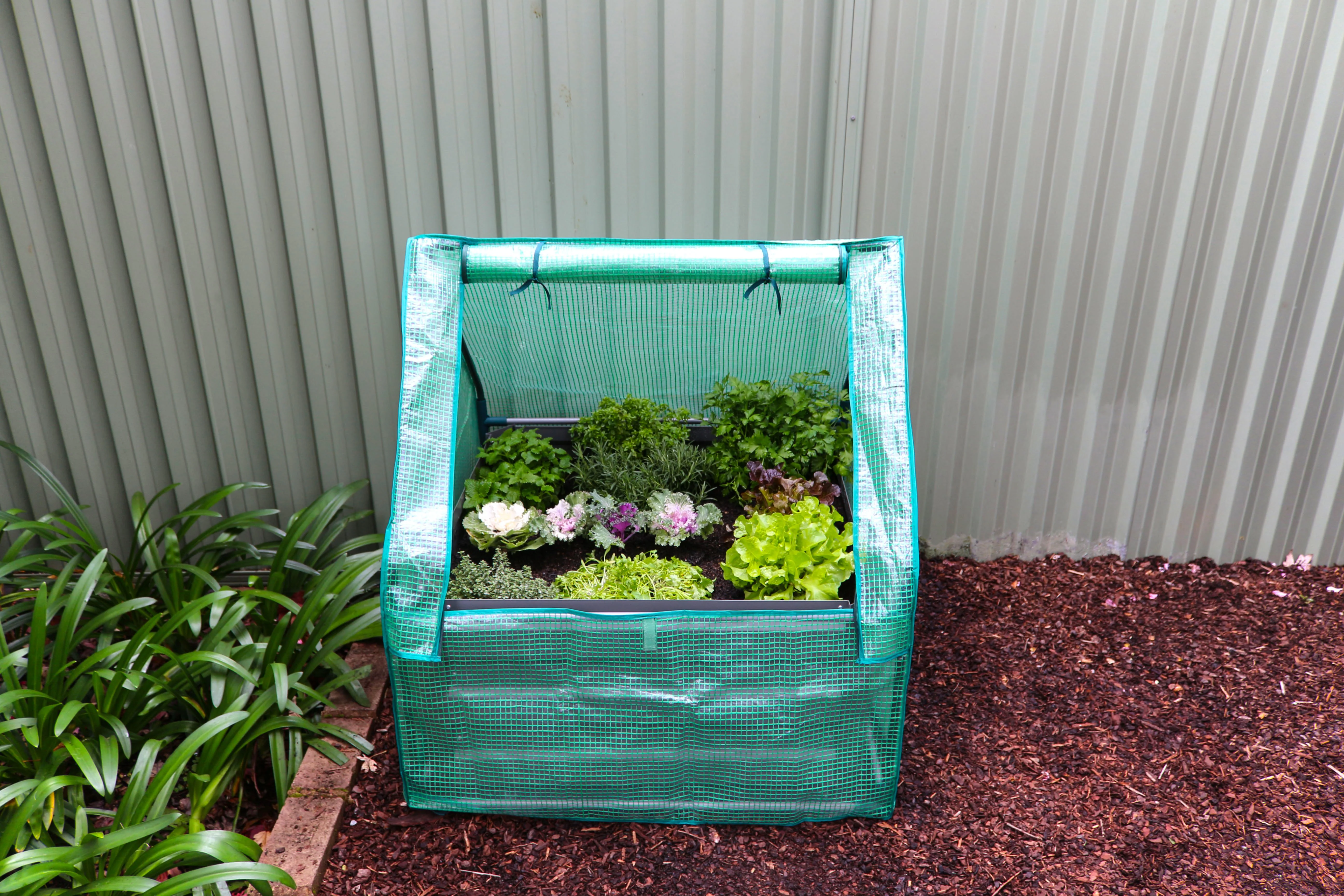 Greenlife Square Garden Slate Grey + Drop Over PE Greenhouse 900 x 900 x 1020 - Image 6