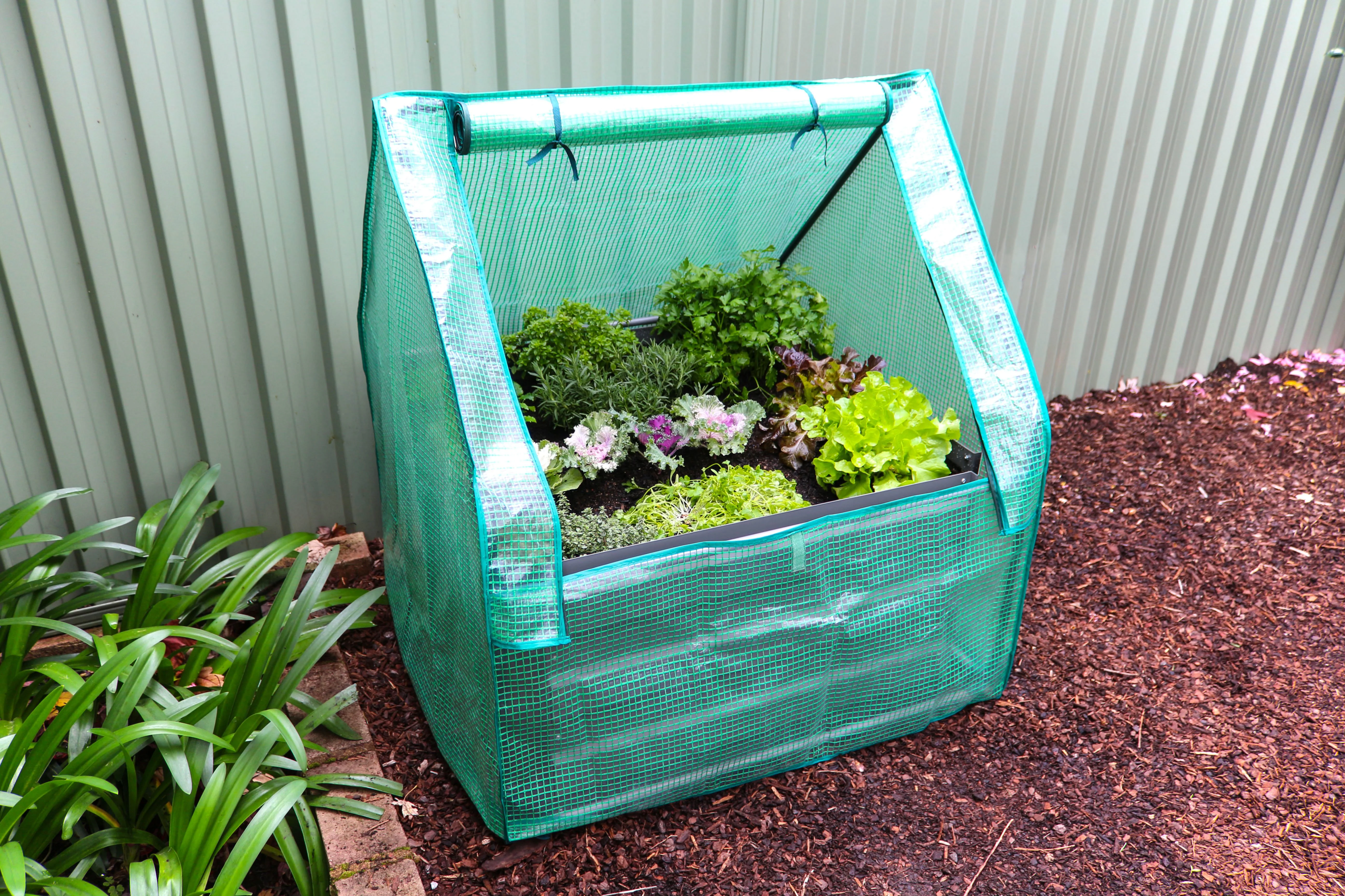 Greenlife Square Garden Slate Grey + Drop Over PE Greenhouse 900 x 900 x 1020 - Image 7