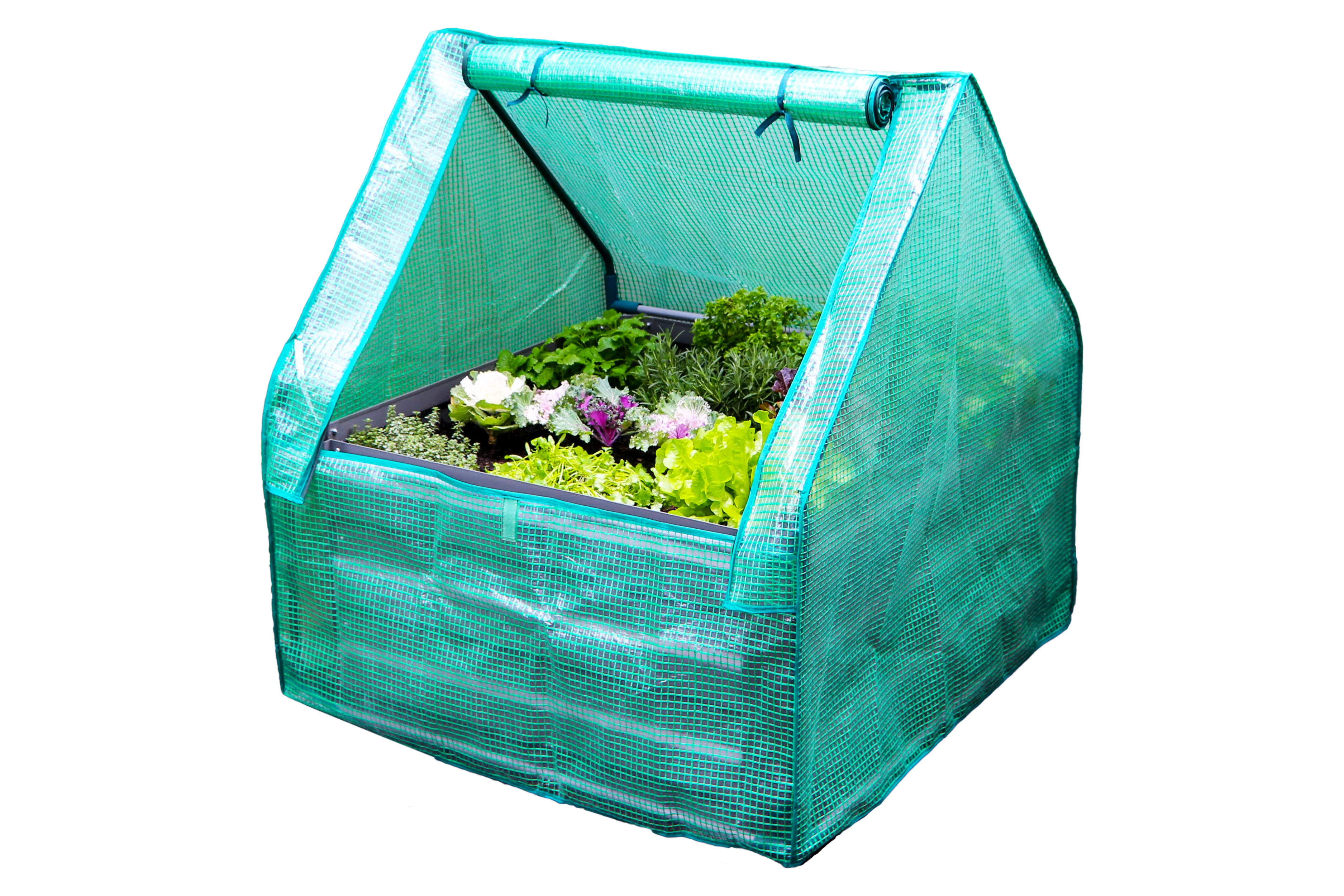 Greenlife Square Garden Bed 450H Slate Grey + Drop Over PE Greenhouse 900 x 900 x 1020 - Image 3