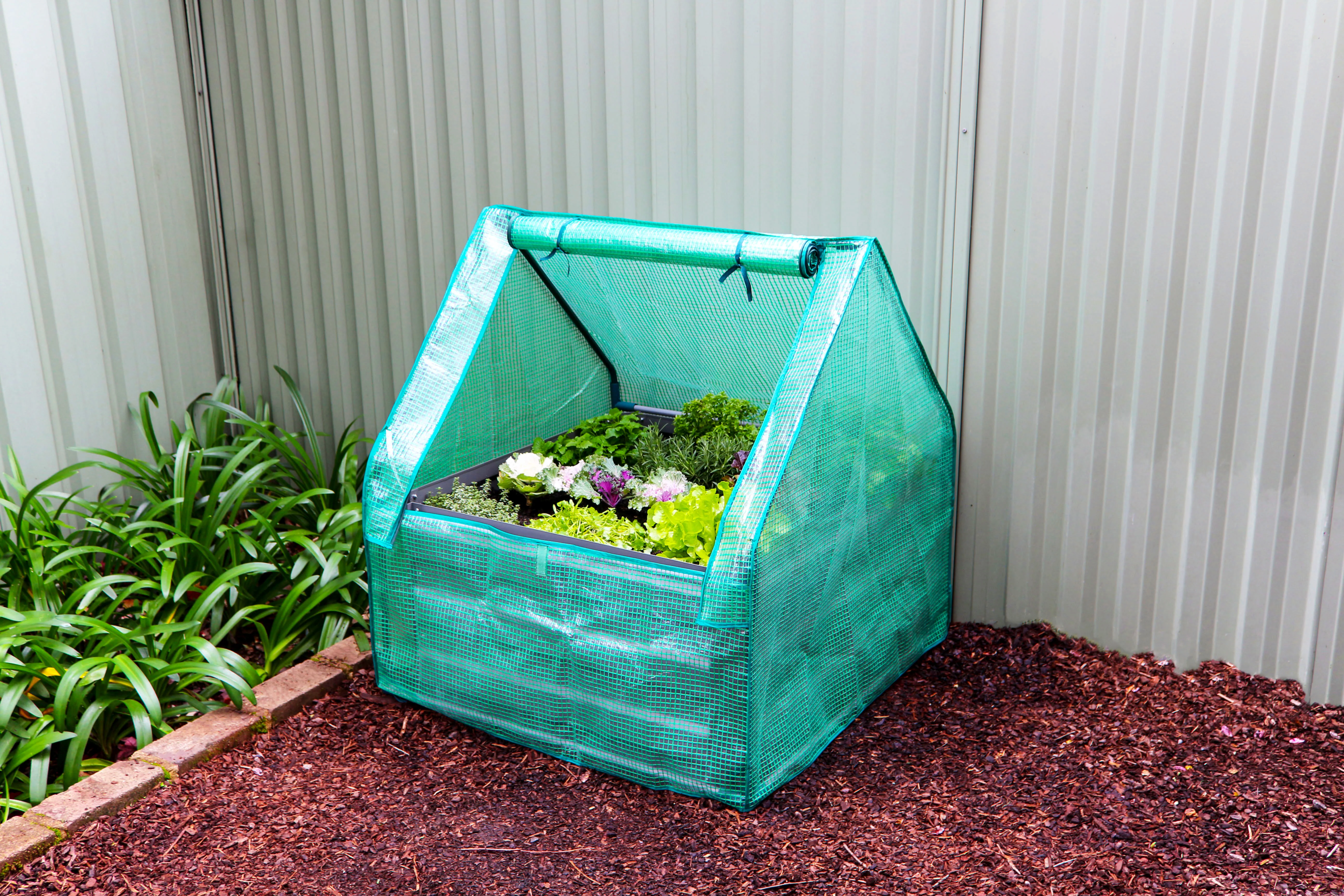 Greenlife Square Garden Bed 450H Slate Grey + Drop Over PE Greenhouse 900 x 900 x 1020 - Image 5
