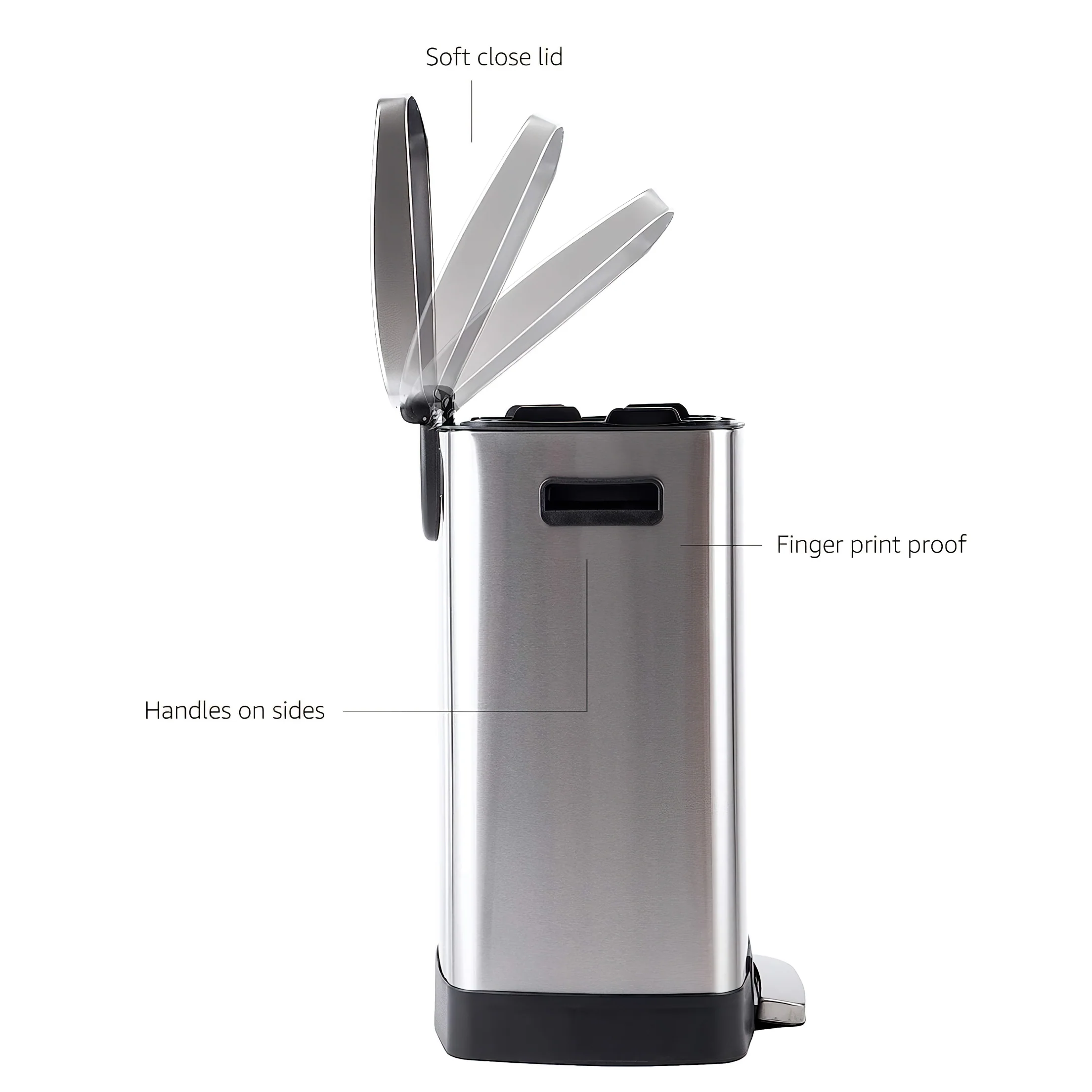 Stainless Steel 2 Compartment Pedal Bin - 15 & 25L - Image 3
