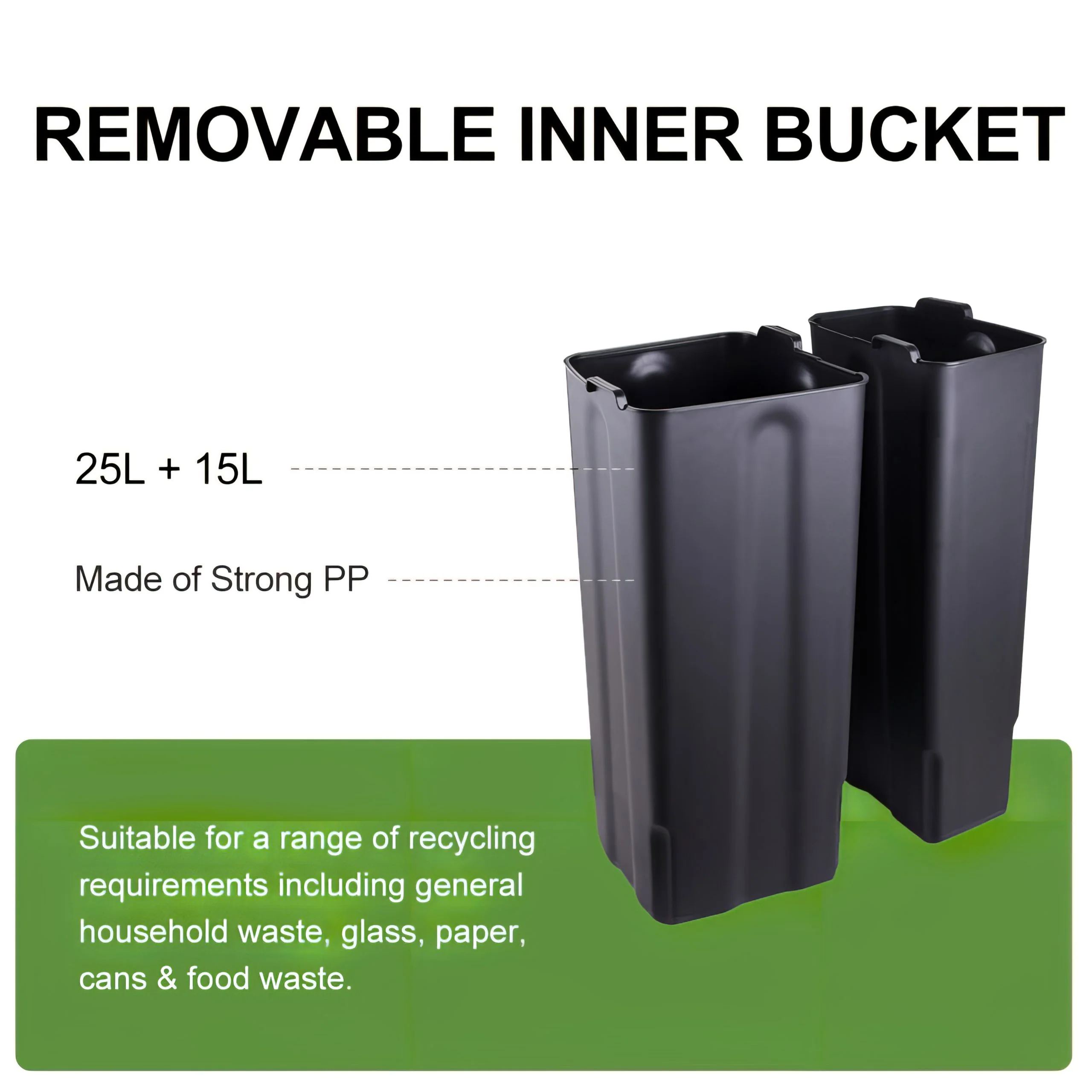 Stainless Steel 2 Compartment Pedal Bin - 15 & 25L - Image 6