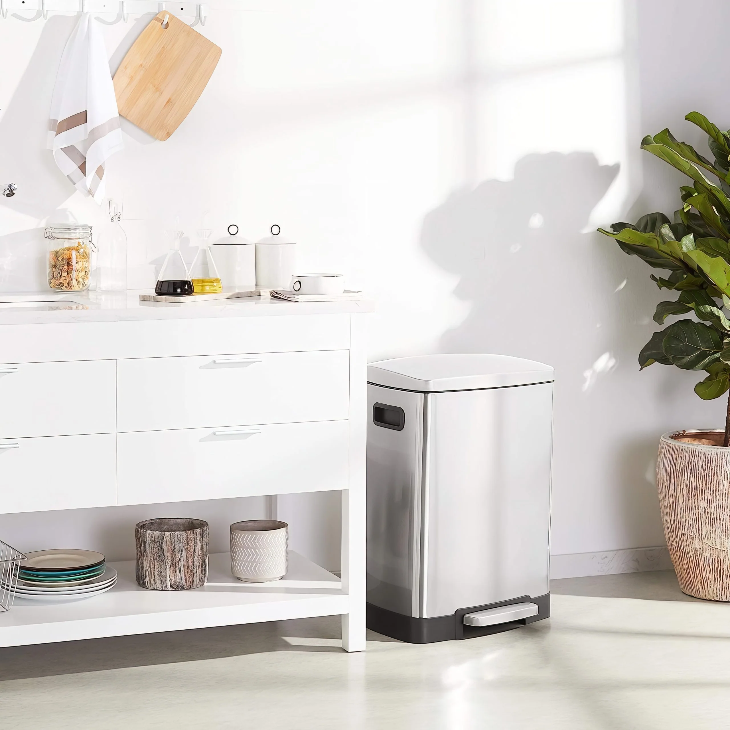 Stainless Steel 2 Compartment Pedal Bin - 15 & 25L - Image 8