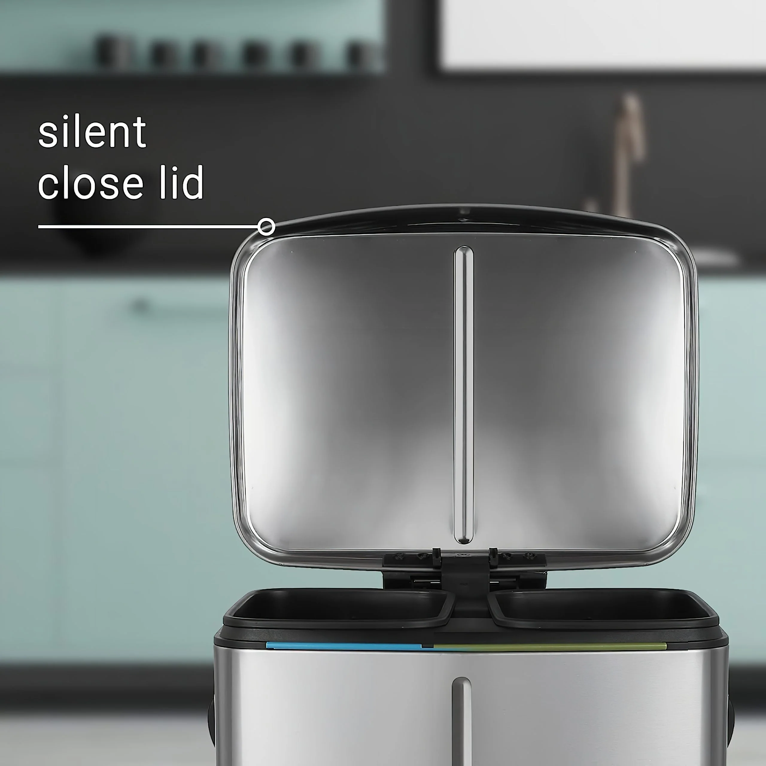 Stainless Steel 2 Compartment Pedal Bin - 2 x 20L - Image 4