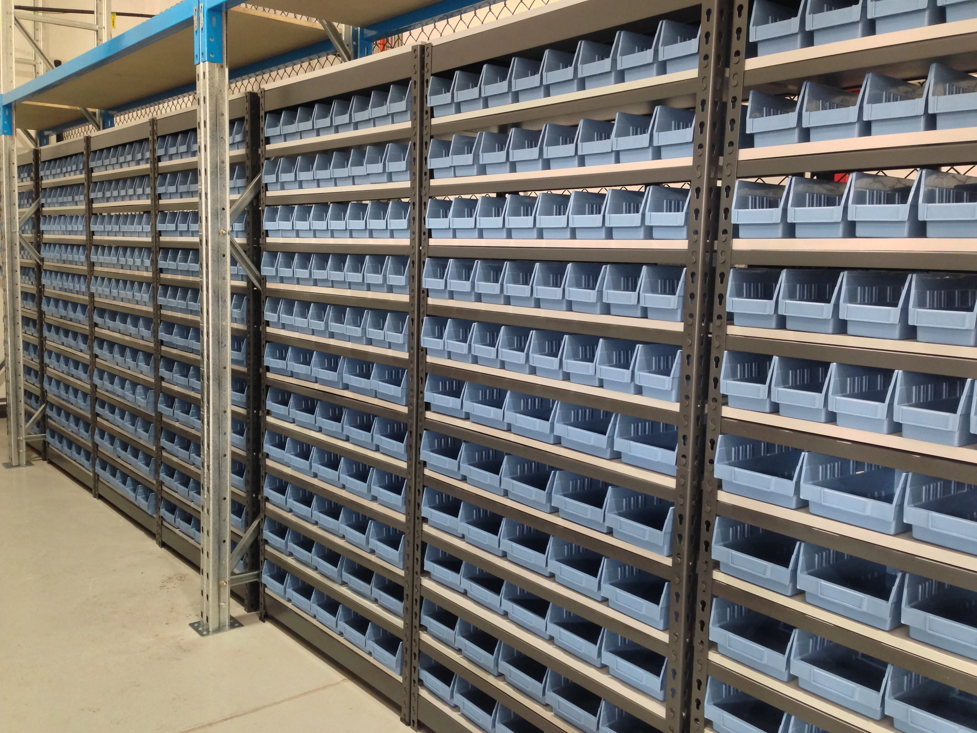 Summit Rivet Bin Shelving Units with Plastic Storage Bins - 70 Bins - Image 3