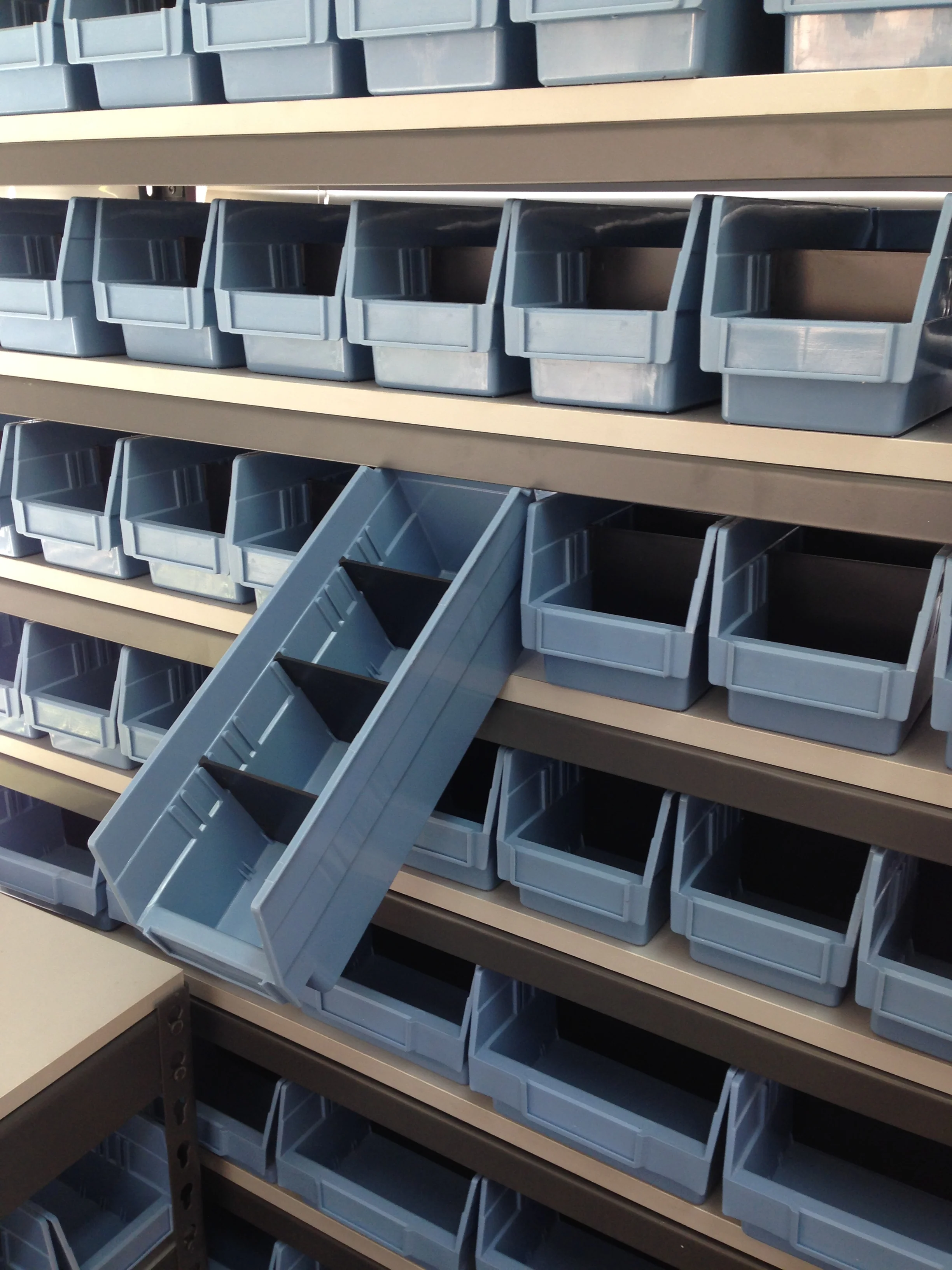Summit Rivet Bin Shelving Units with Plastic Storage Bins - 70 Bins - Image 5