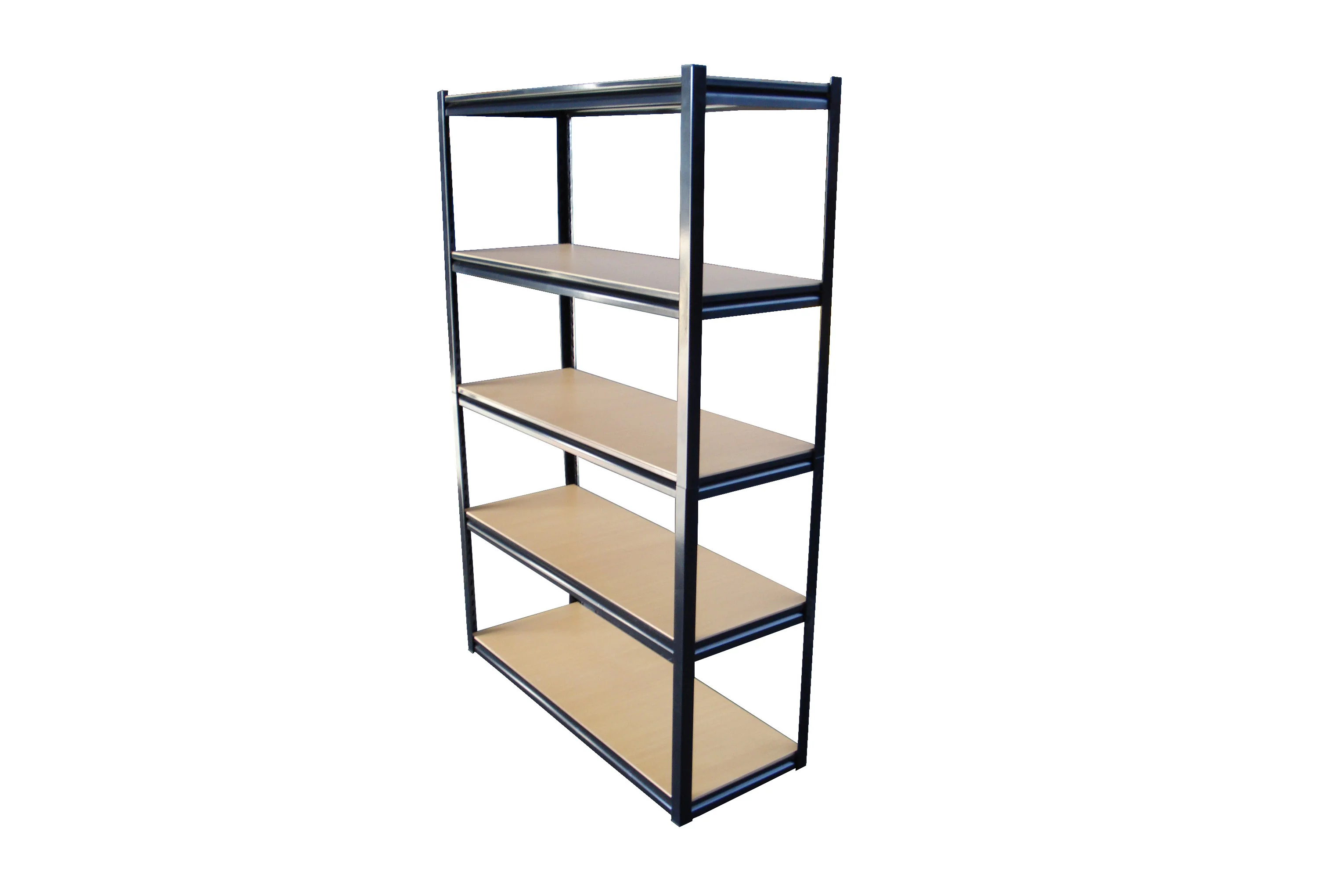 Summit Studio Garage Rivet Shelving with Beech Shelves 1800H x 1200W x 450D - Black - Image 3