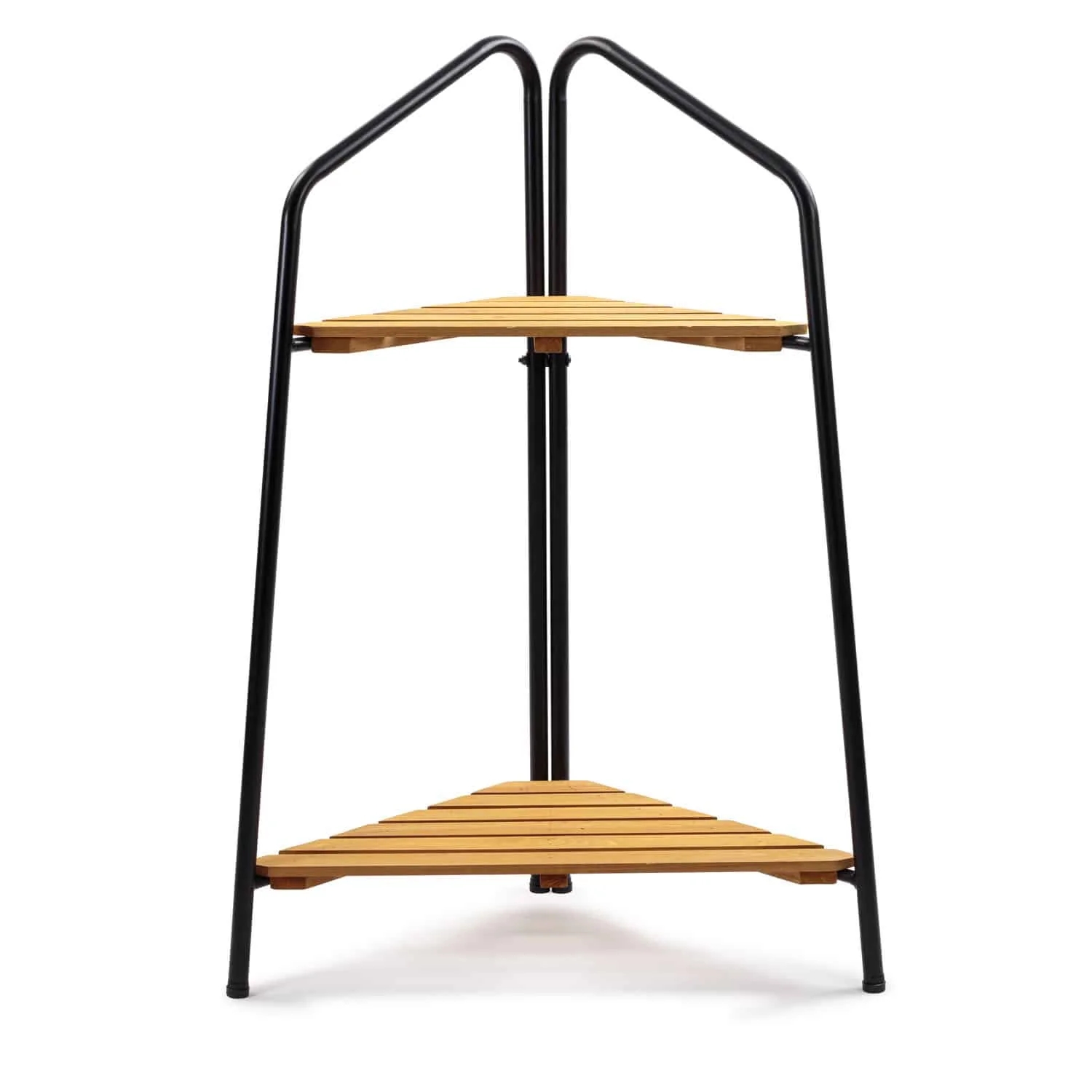 Takasho Moderno Corner Plant Stand 2 Shelf - Black/Natural Timber - Image 2
